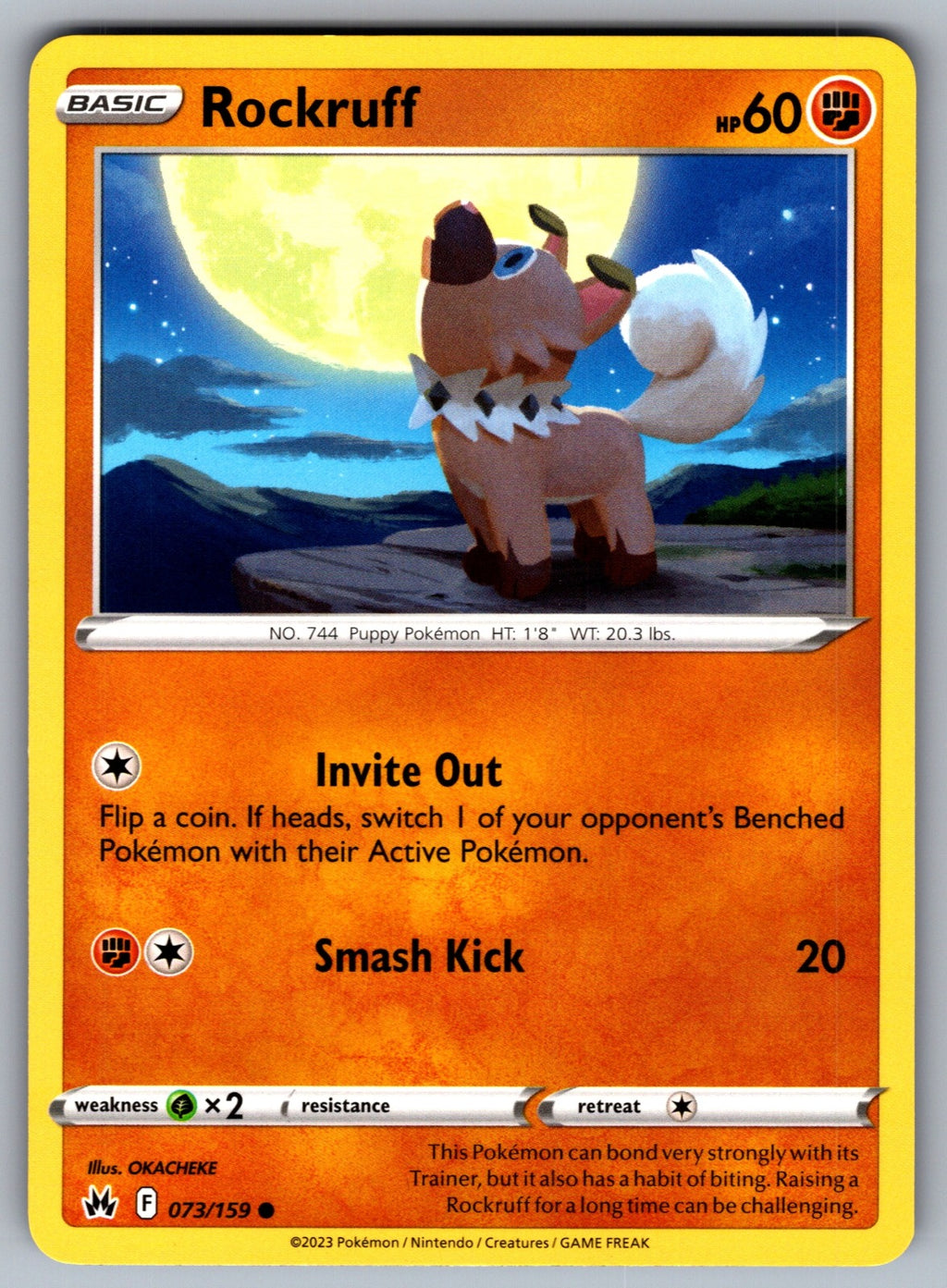 Rockruff Common SWSH: Crown Zenith 073/159 NM 2023
