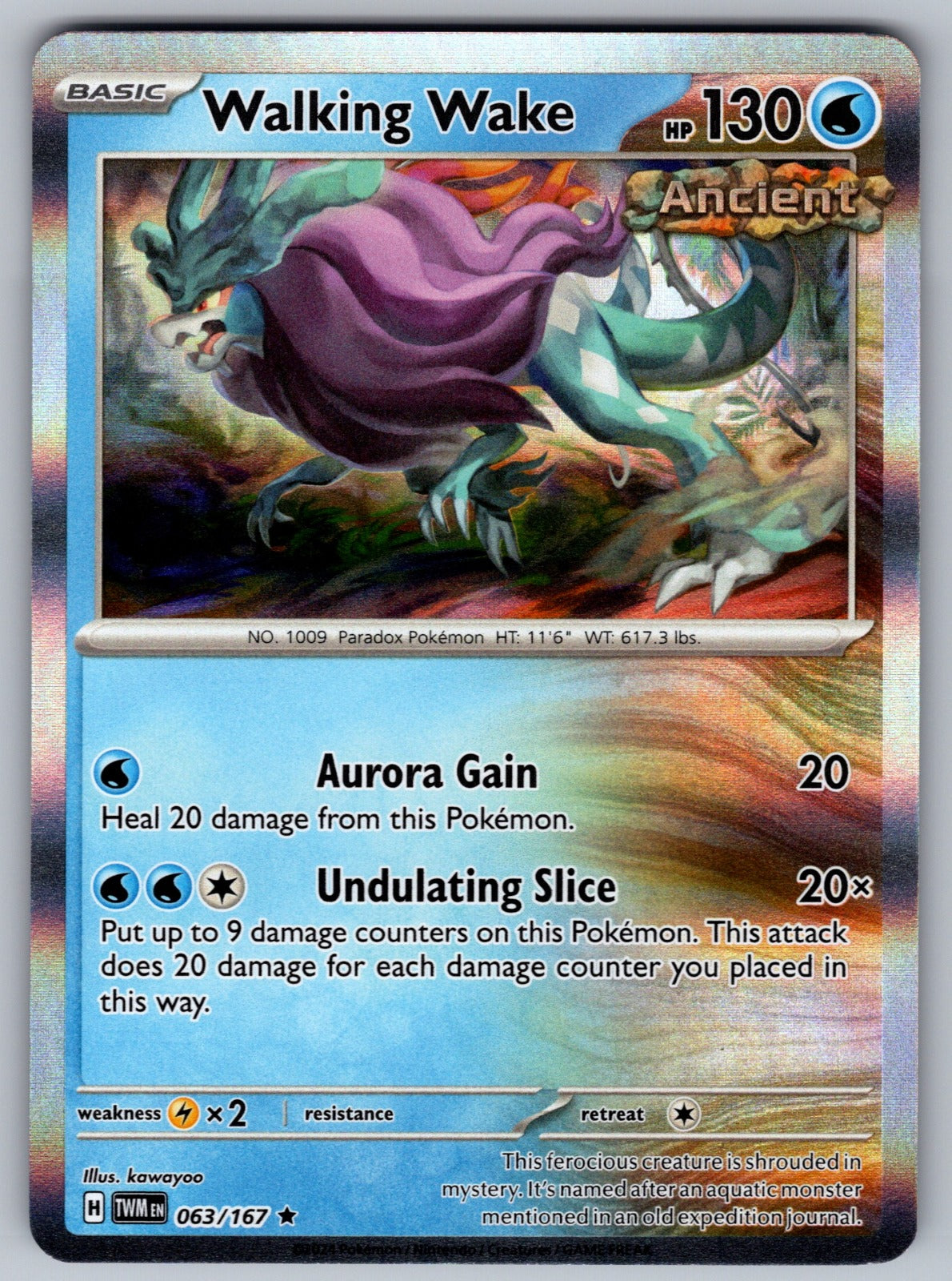 Walking Wake Holo Rare SV06: Twilight Masquerade 063/167 NM 2024