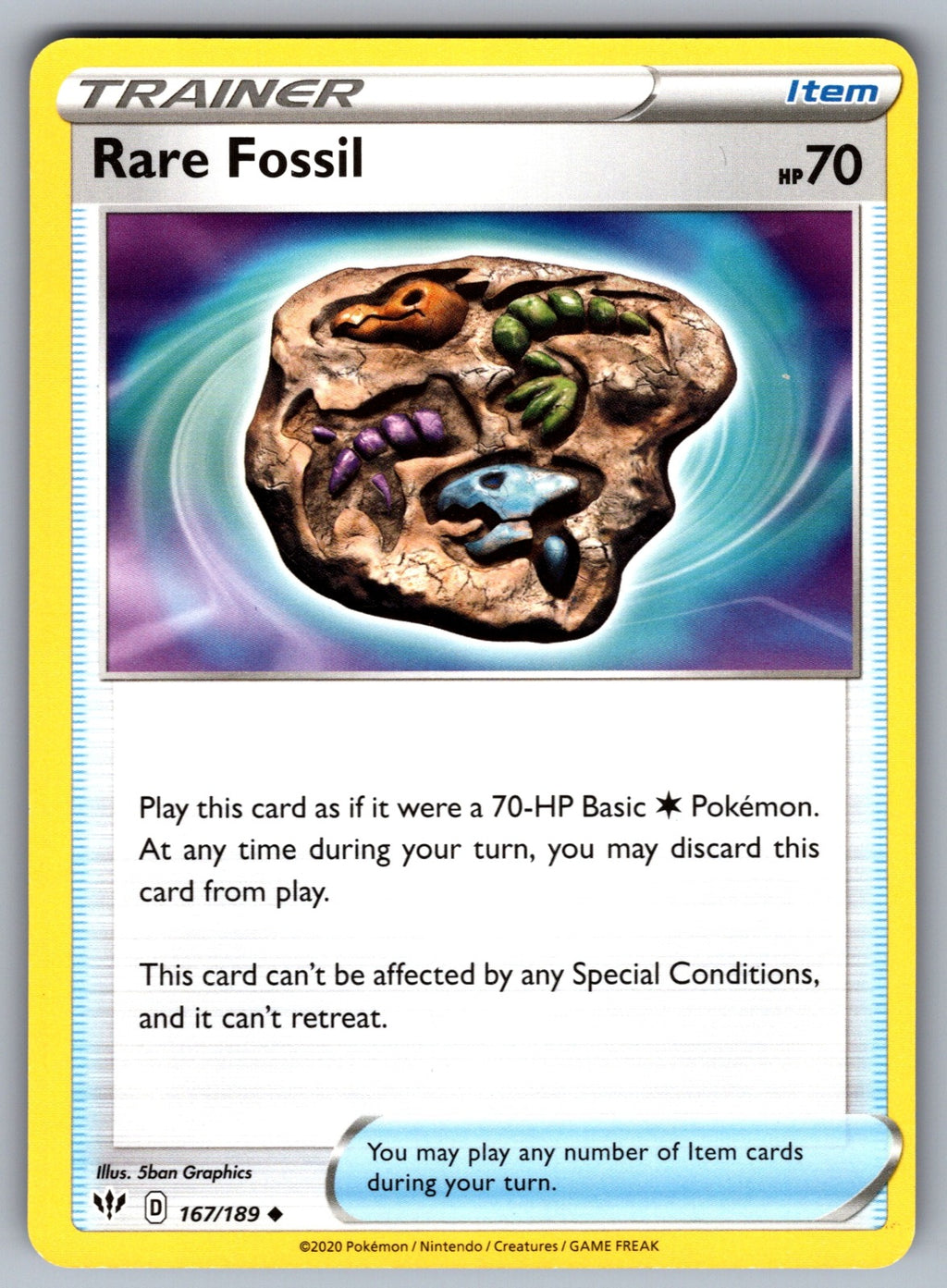Rare Fossil Uncommon SWSH03: Darkness Ablaze 167/189 NM 2020