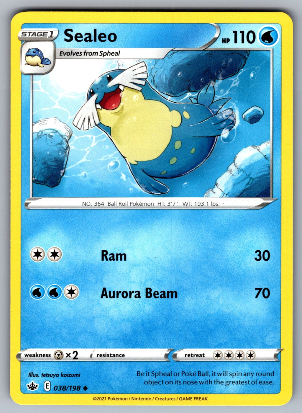 Sealeo Uncommon SWSH06: Chilling Reign 038/198 NM 2021