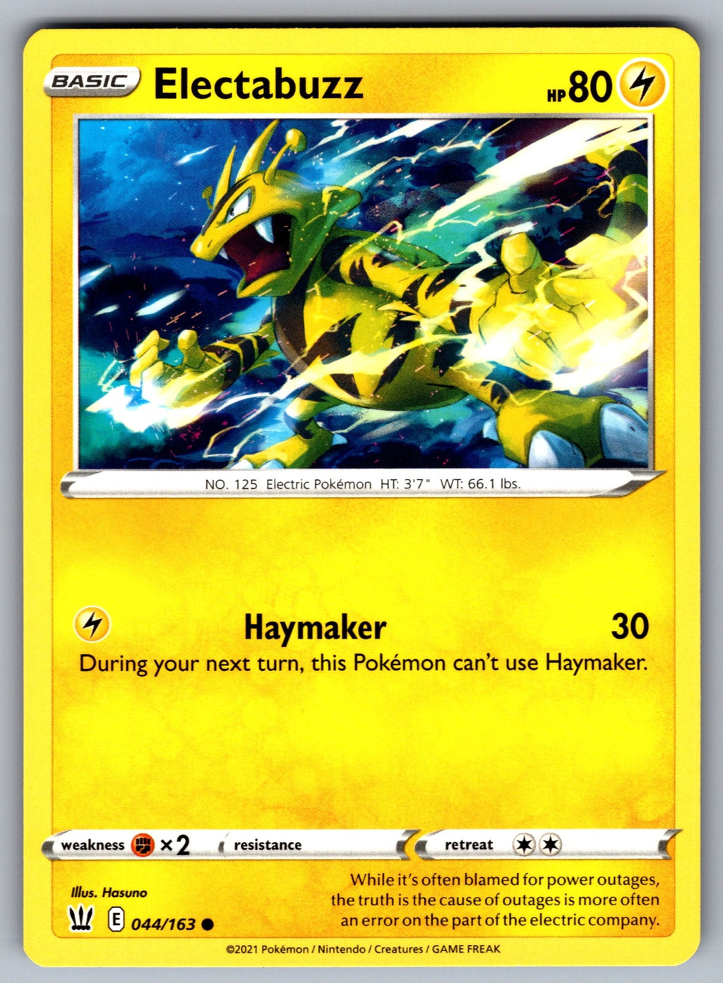 Electabuzz Common SWSH05: Battle Styles 044/163 NM 2021