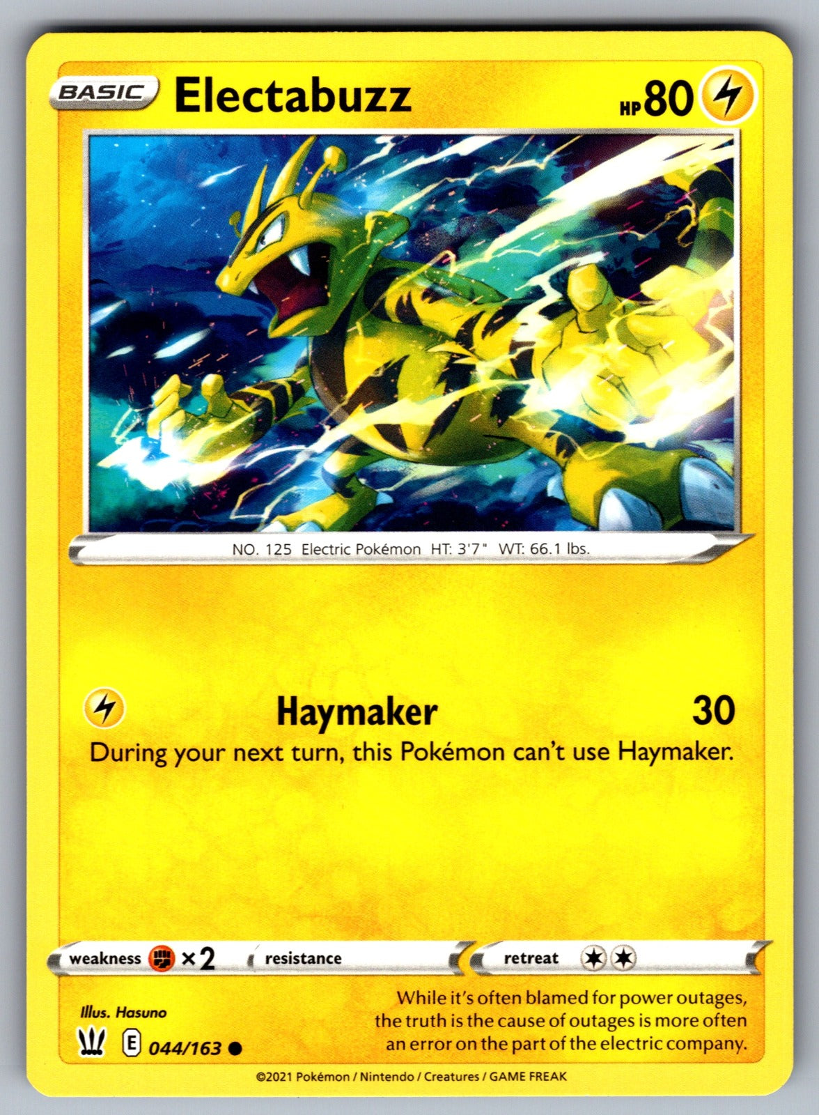 Electabuzz Common SWSH05: Battle Styles 044/163 NM 2021