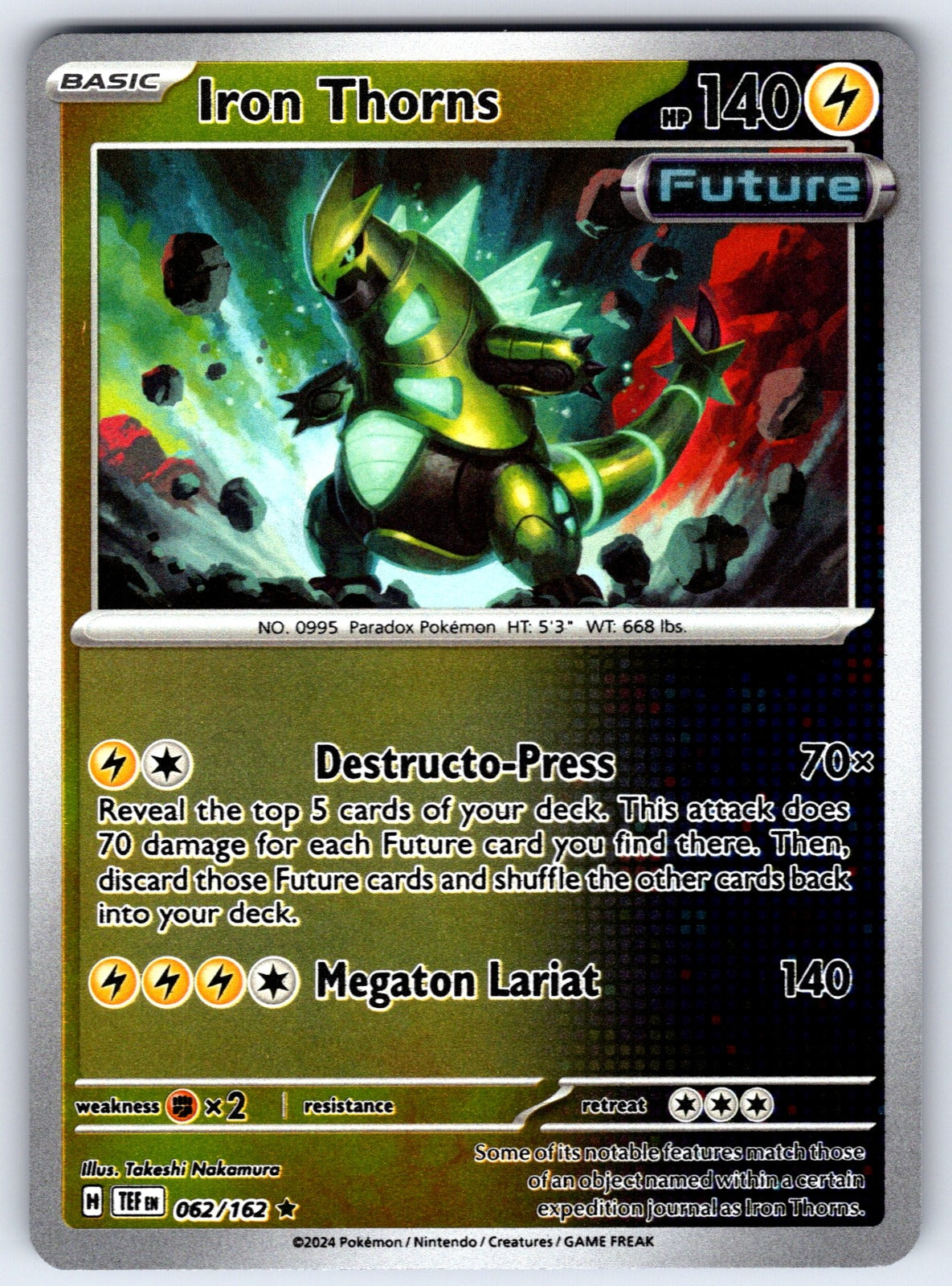 Iron Thorns Reverse Holo Rare SV05: Temporal Forces 062/162 NM 2024