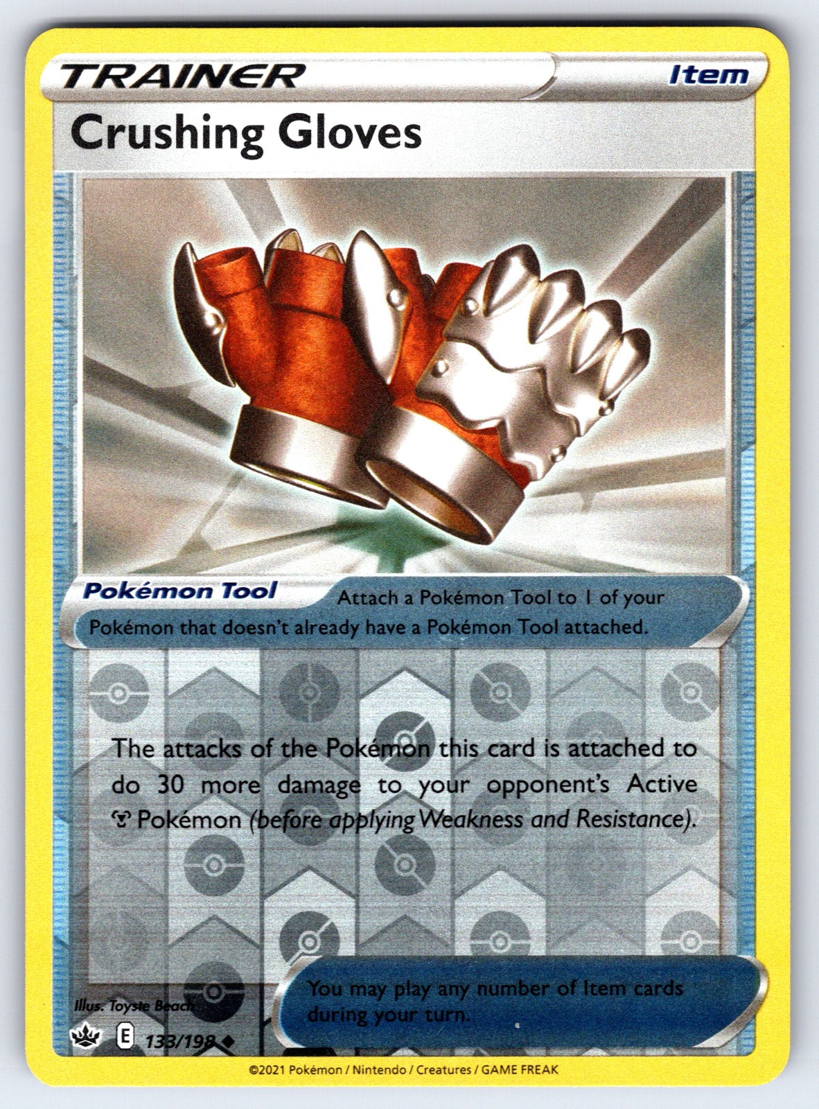 Crushing Gloves Reverse Holo Uncommon SWSH06: Chilling Reign 133/198 NM 2021