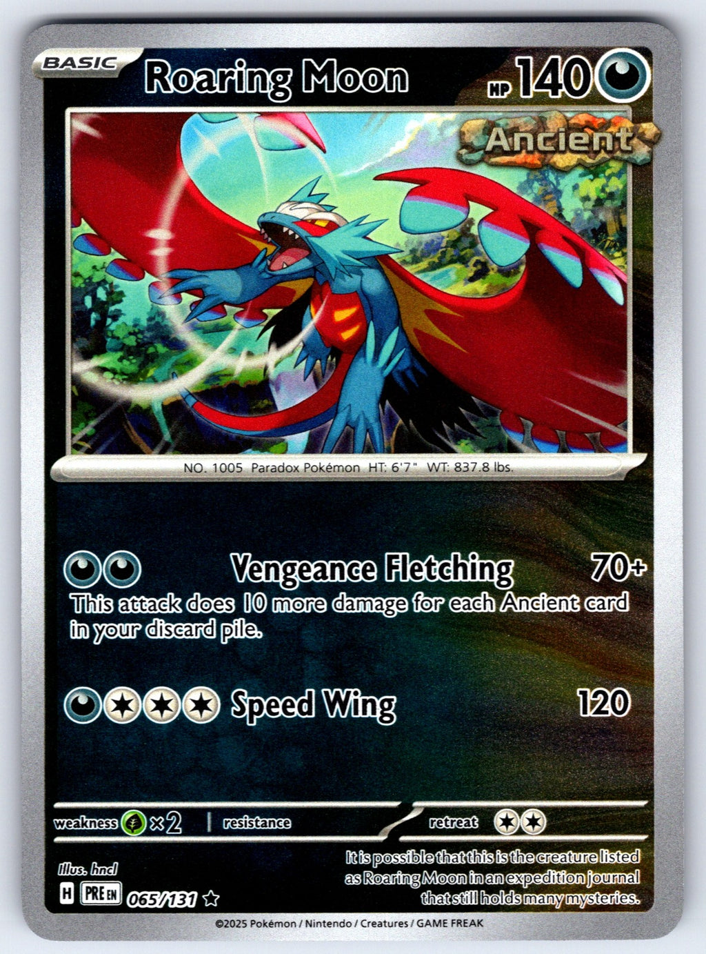 Roaring Moon Reverse Holo Rare SV: Prismatic Evolutions 065/131 NM 2025