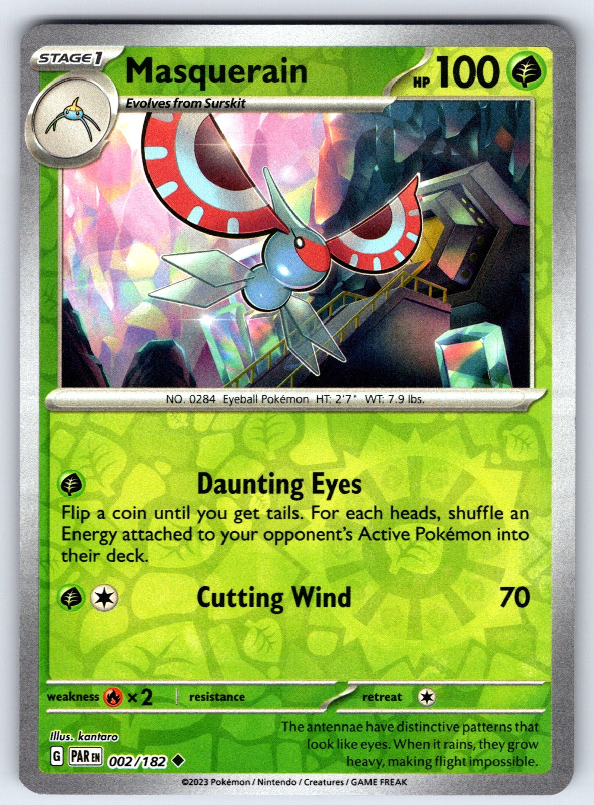 Masquerain Reverse Holo Uncommon SV04: Paradox Rift 002/182 NM 2023