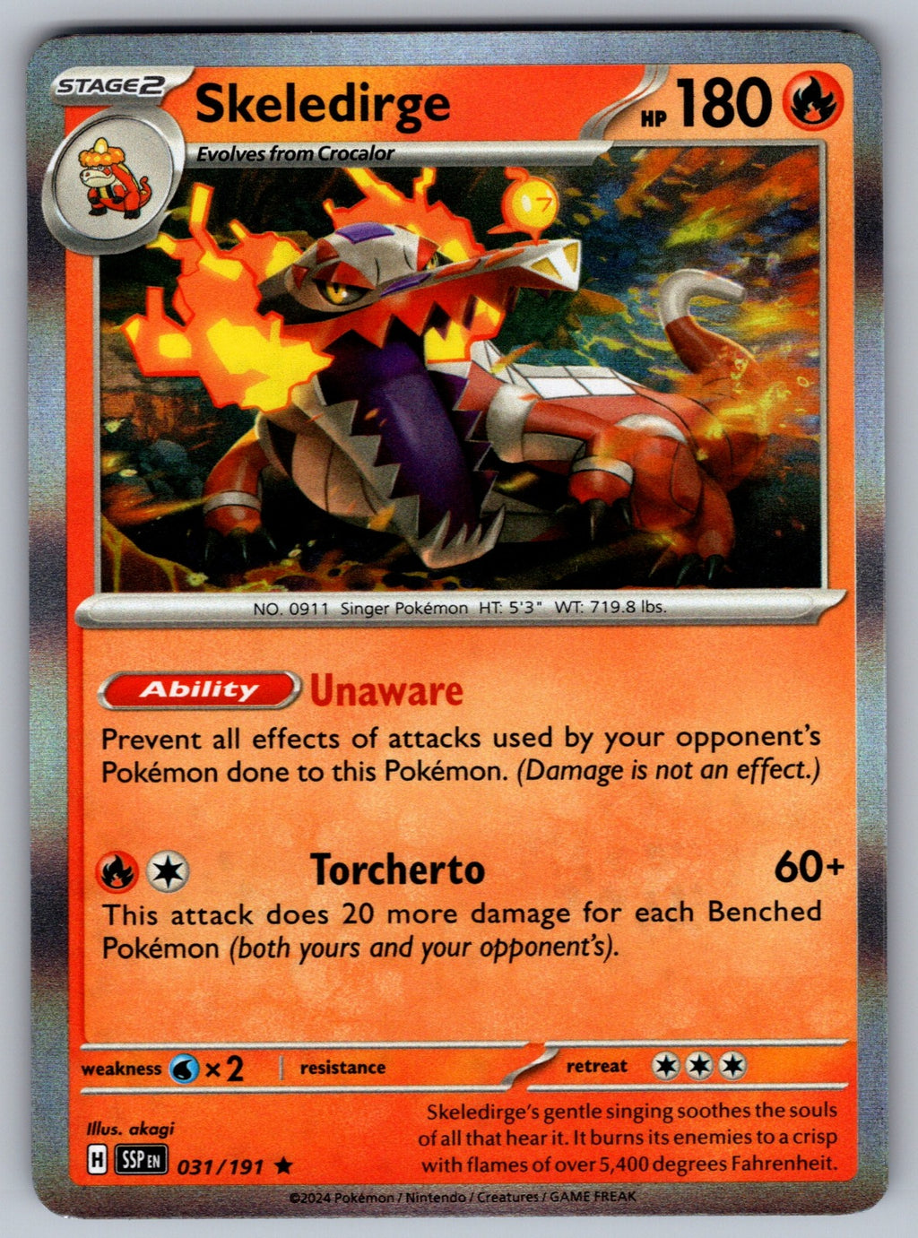 Skeledirge Holo Rare SV08: Surging Sparks 031/191 NM 2024