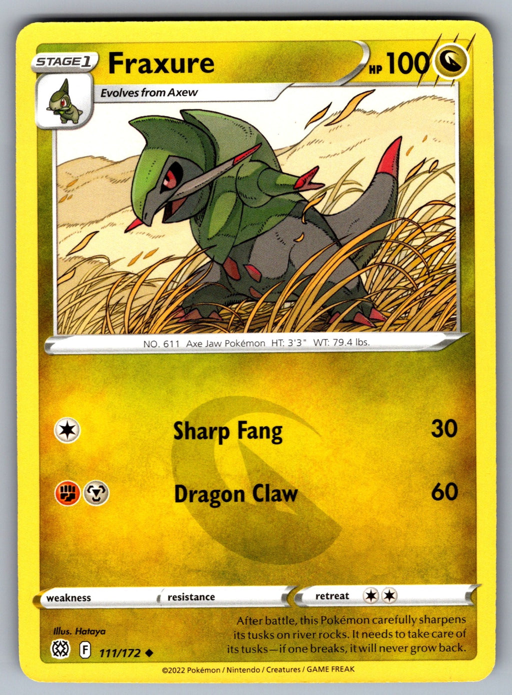 Fraxure Uncommon SWSH09: Brilliant Stars 111/172 NM 2022