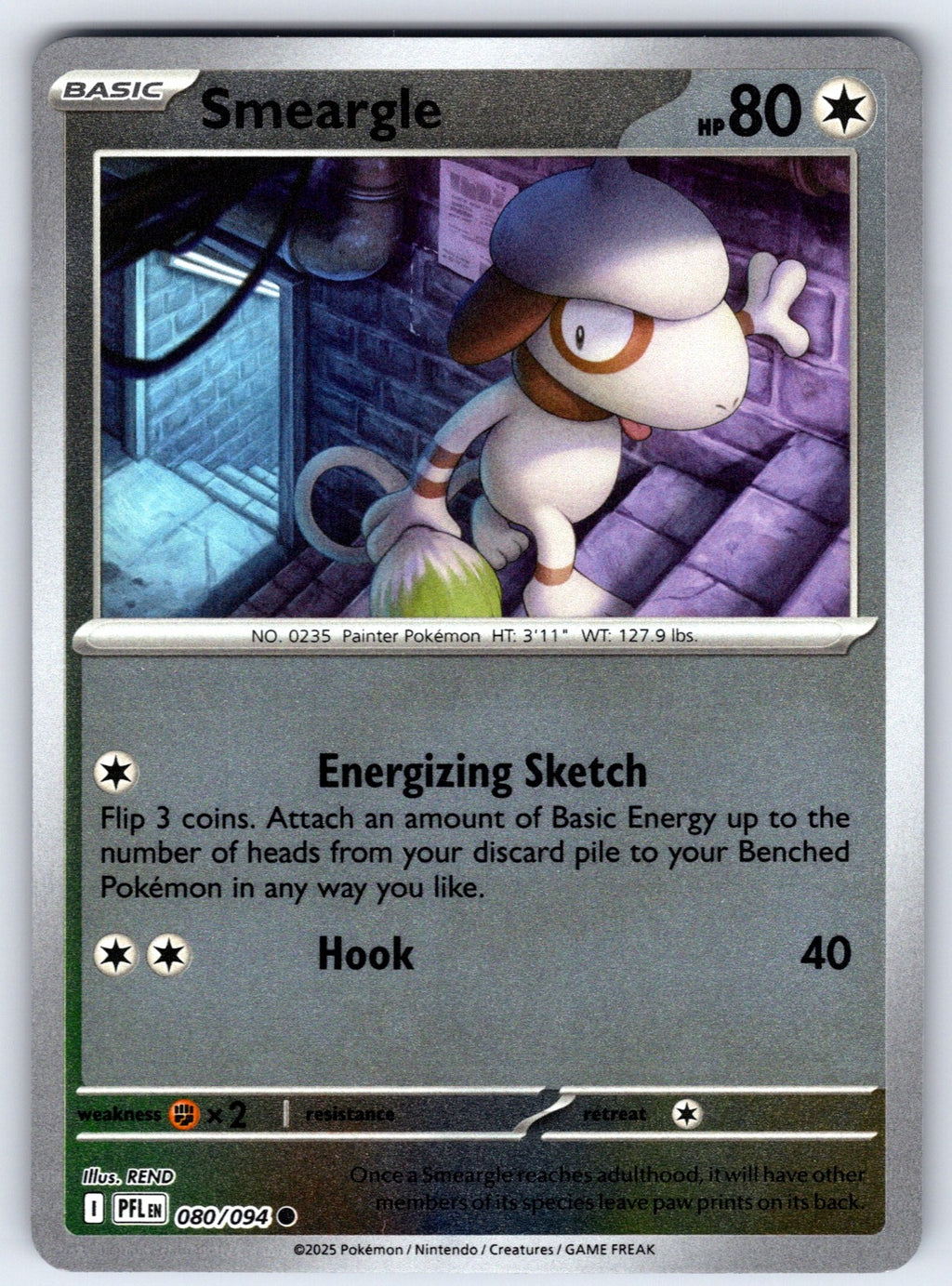Smeargle Reverse Holo Common ME02: Phantasmal Flames 080/094 NM 2025