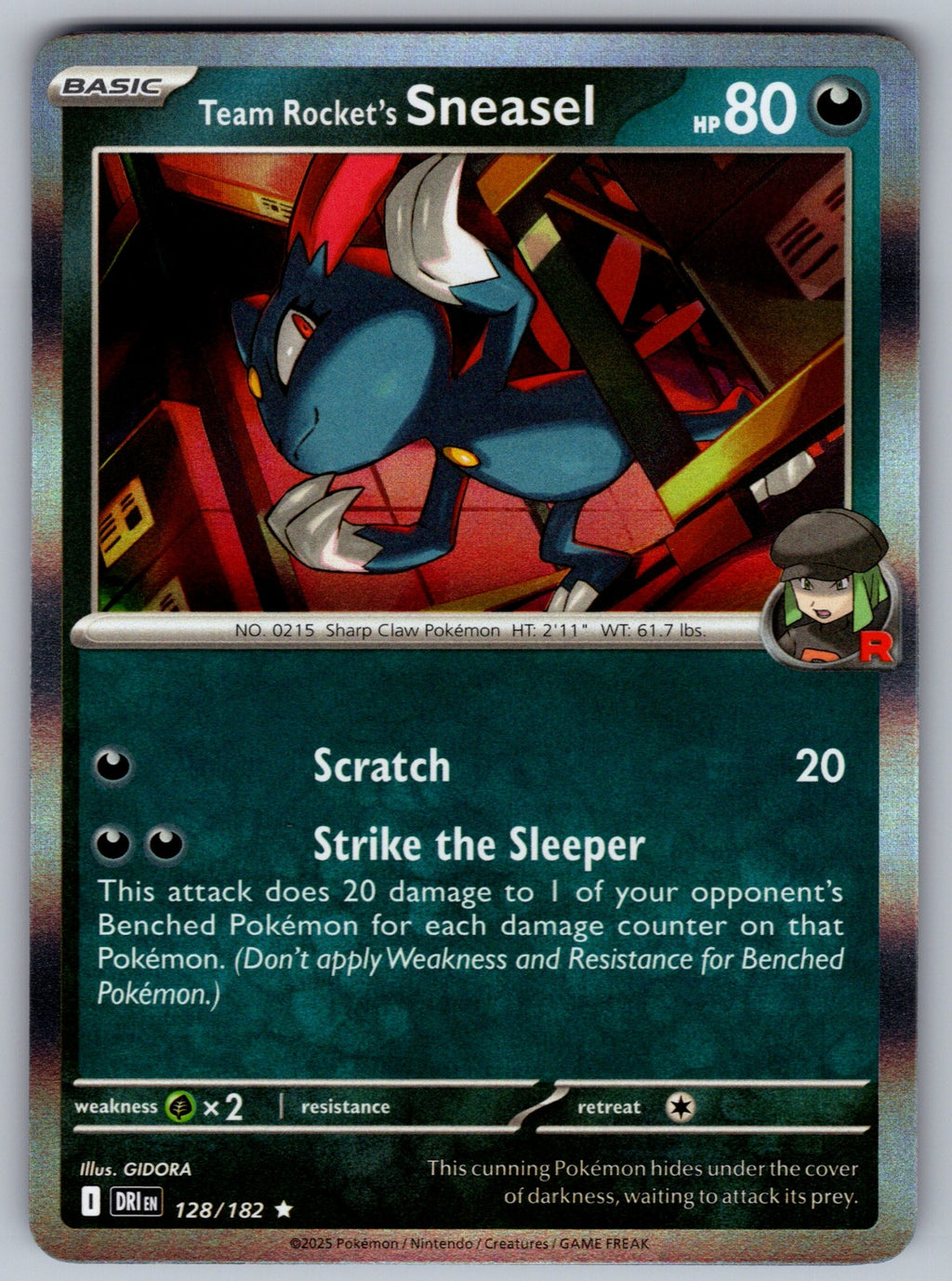Team Rocket's Sneasel Holo Rare SV10: Destined Rivals 128/182 NM 2025