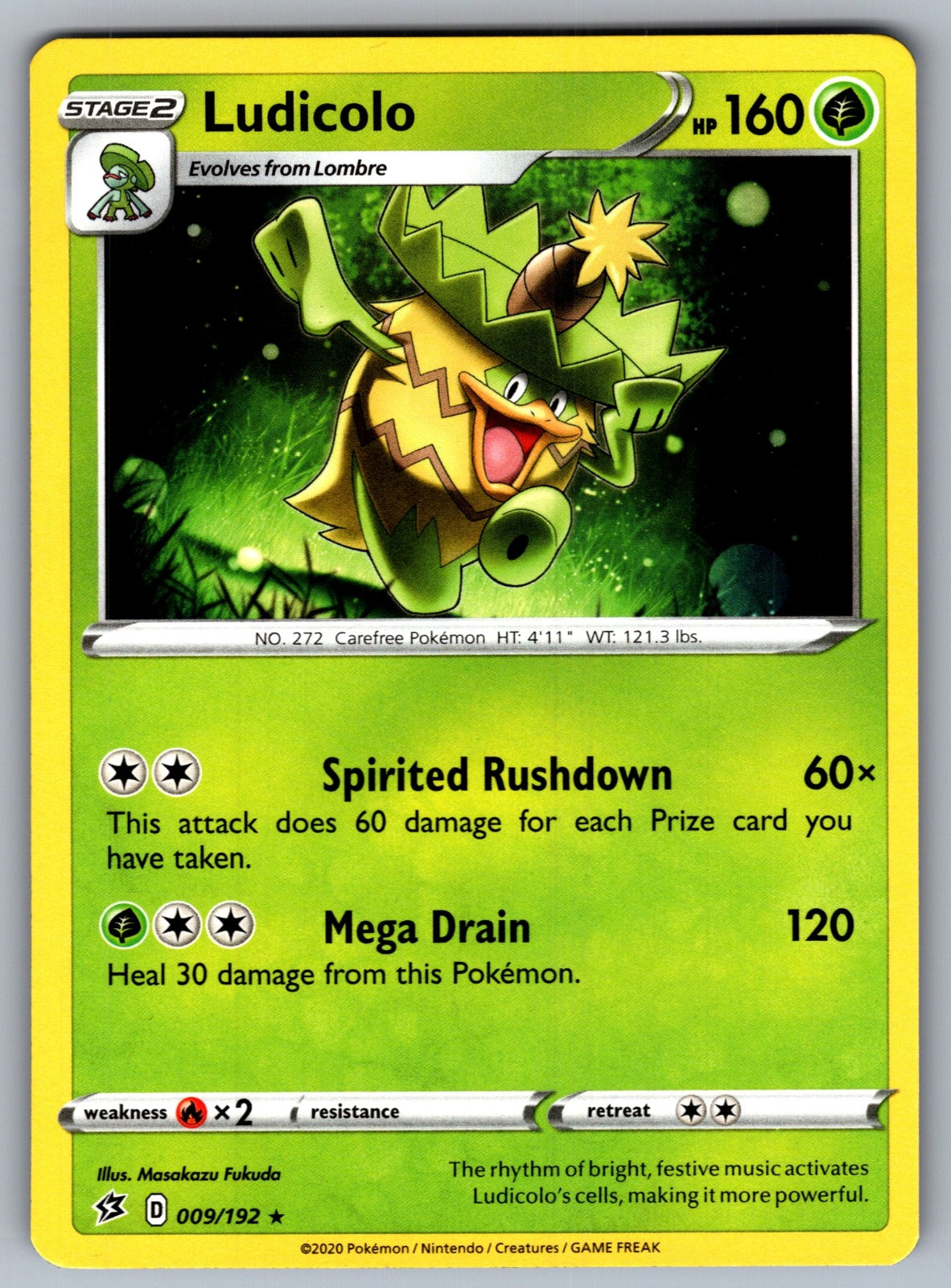 Ludicolo Rare SWSH02: Rebel Clash 009/192 NM 2020