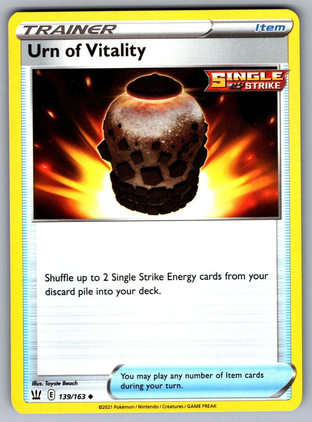 Urn of Vitality Uncommon SWSH05: Battle Styles 139/163 NM 2021