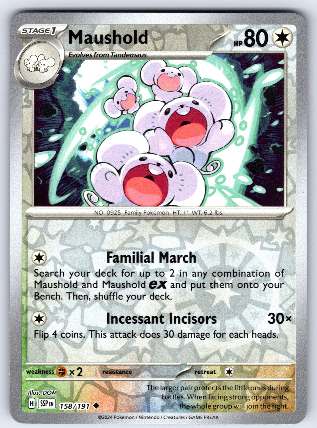 Maushold Reverse Holo Uncommon SV08: Surging Sparks 158/191 NM 2024