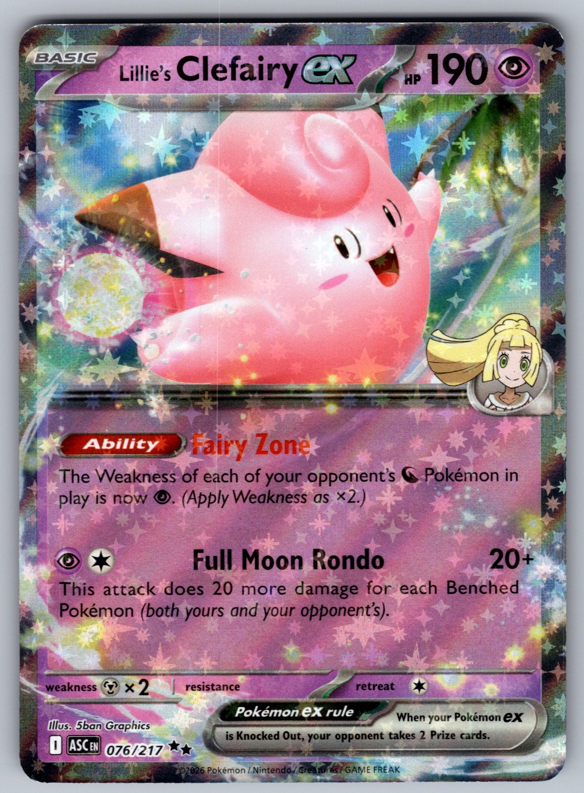 Lillie's Clefairy ex Holo Double Rare ME: Ascended Heroes 076/217 NM 2026