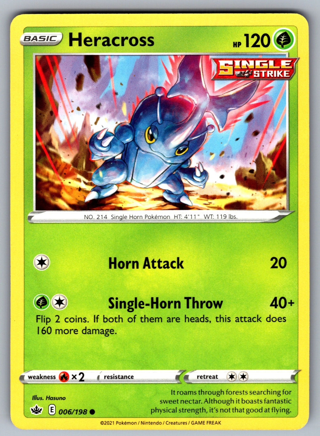 Heracross Common SWSH06: Chilling Reign 006/198 NM 2021