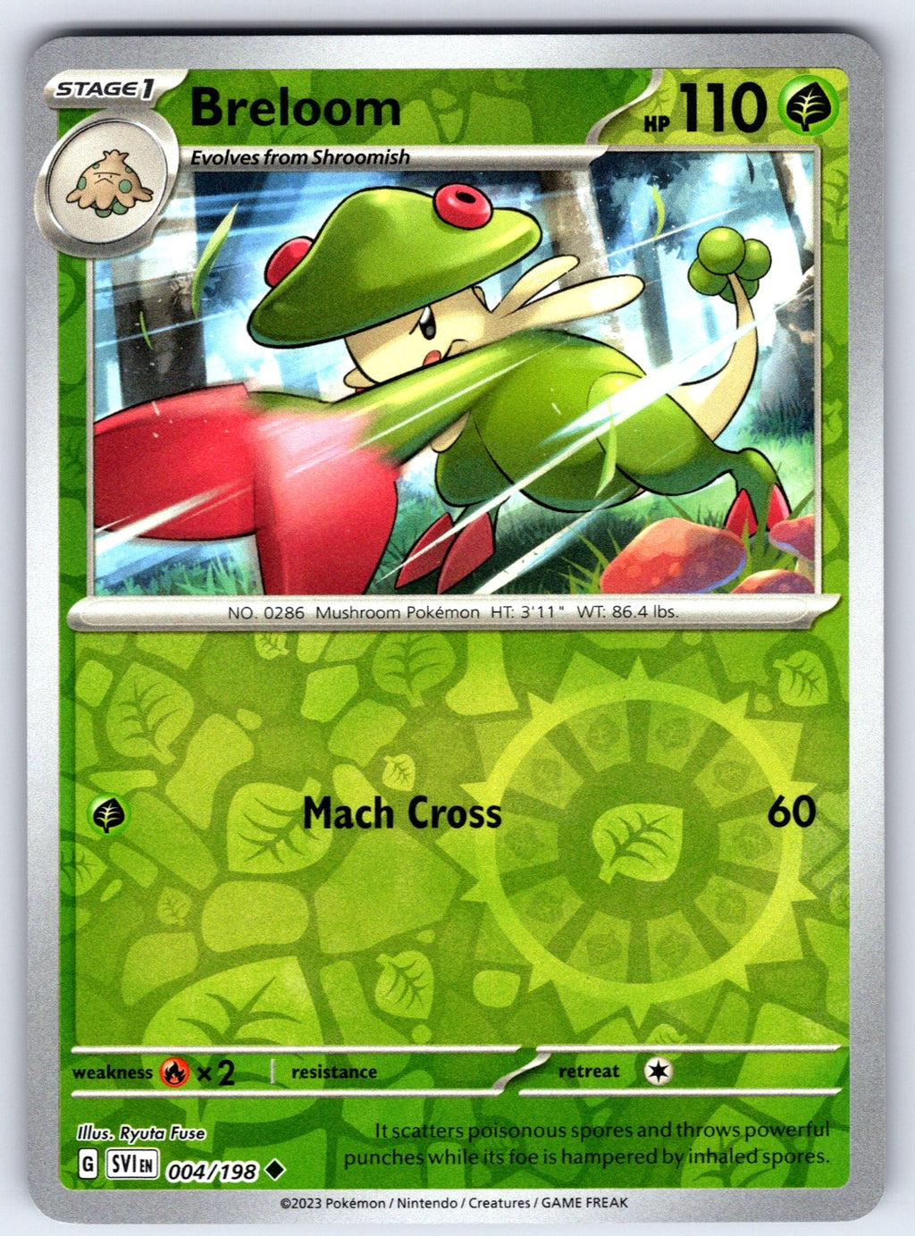 Breloom Reverse Holo Uncommon SV01: Scarlet & Violet Base Set 004/198 NM 2023
