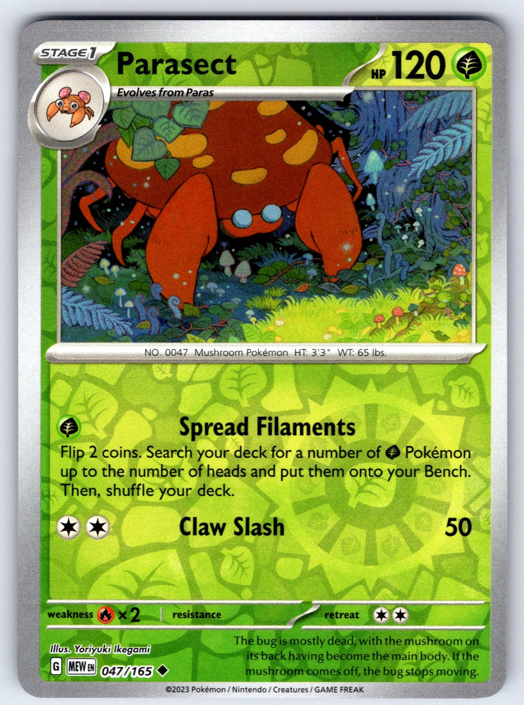 Parasect Reverse Holo Uncommon SV: Scarlet & Violet 151 047/165 NM 2023