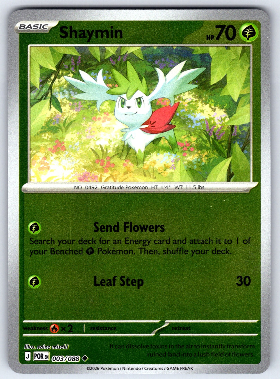 Shaymin Reverse Holo Uncommon ME03: Perfect Order 003/088 NM 2026