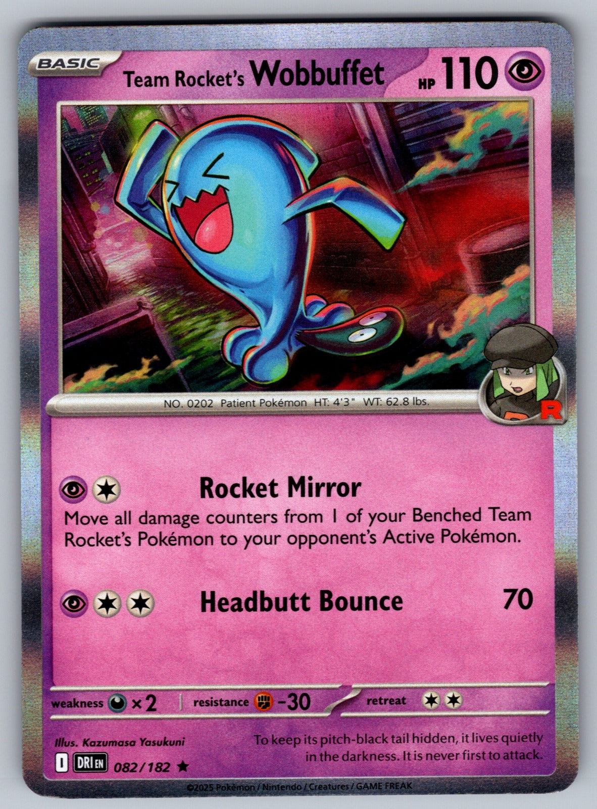 Team Rocket's Wobbuffet Holo Rare SV10: Destined Rivals 082/182 NM 2025