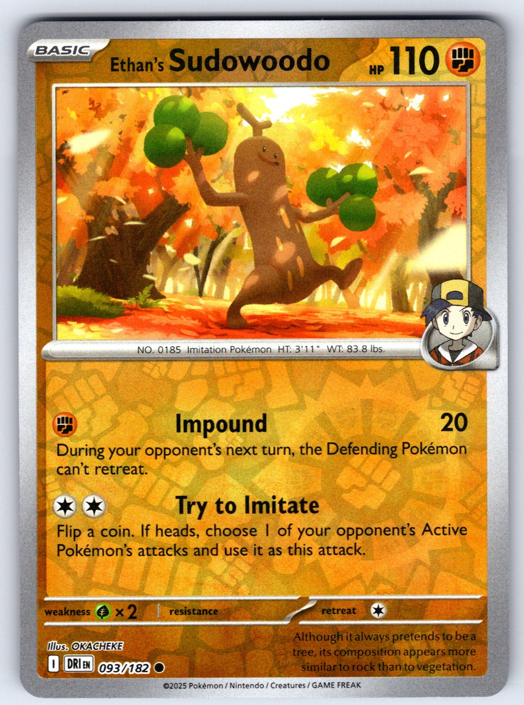 Ethan's Sudowoodo Reverse Holo Common SV10: Destined Rivals 093/182 NM 2025