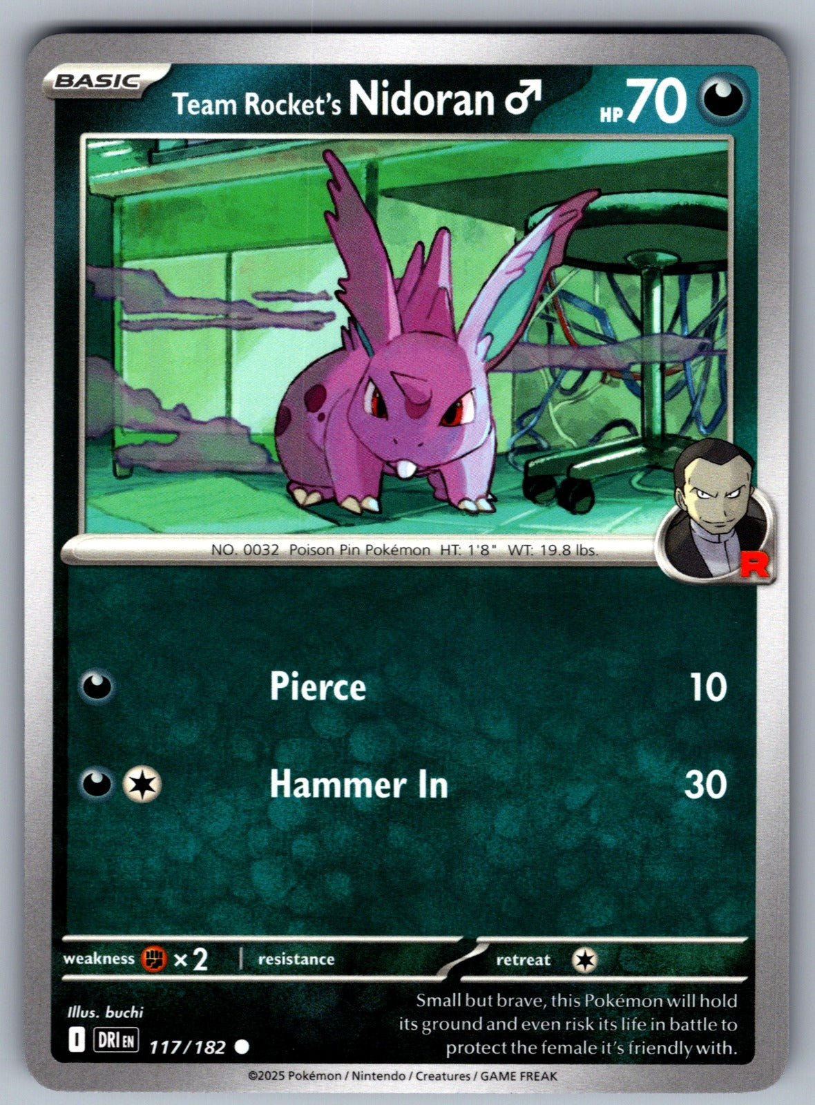 Team Rocket's Nidoran M Common SV10: Destined Rivals 117/182 NM 2025