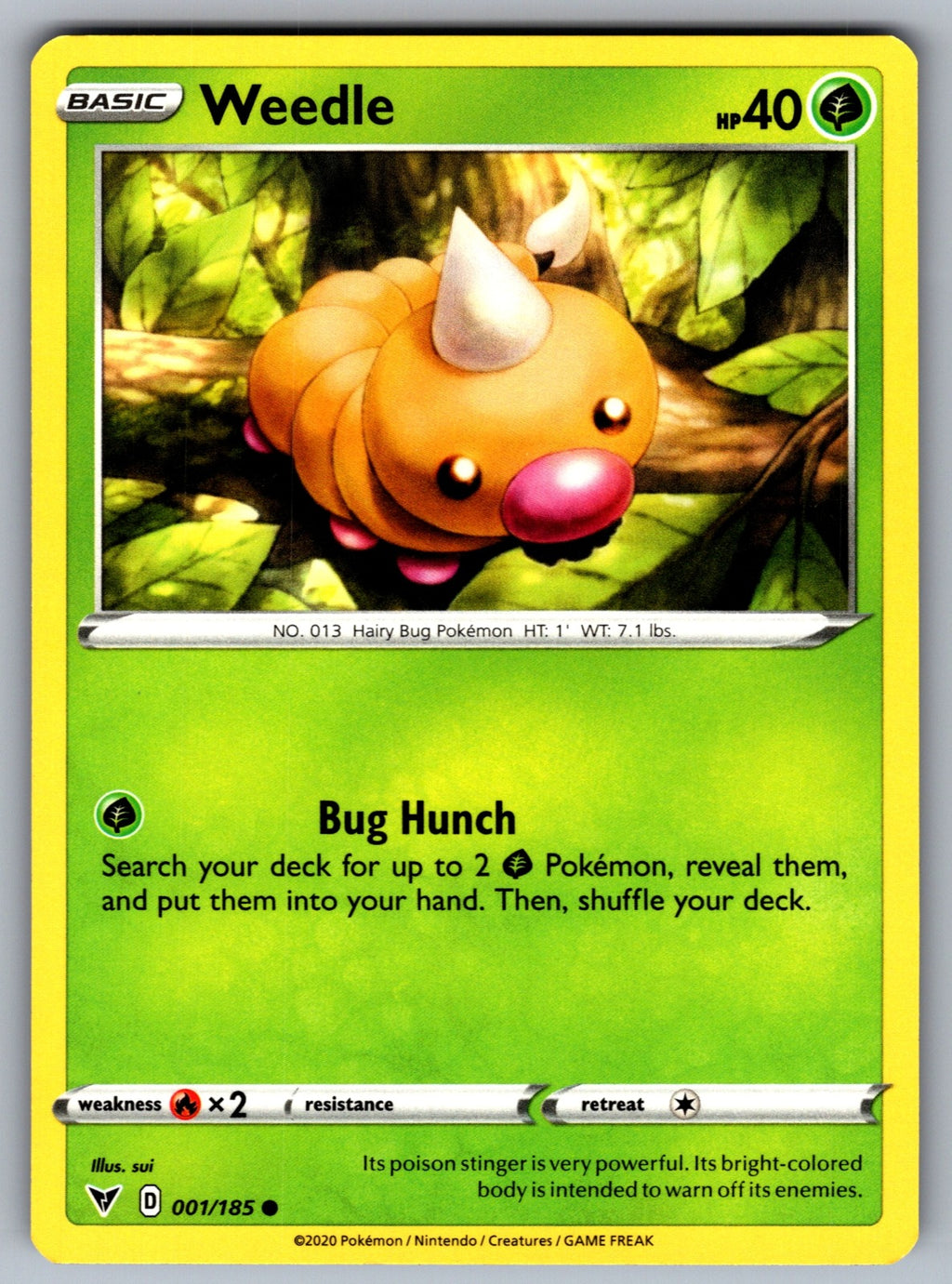 Weedle Common SWSH04: Vivid Voltage 001/185 NM 2020