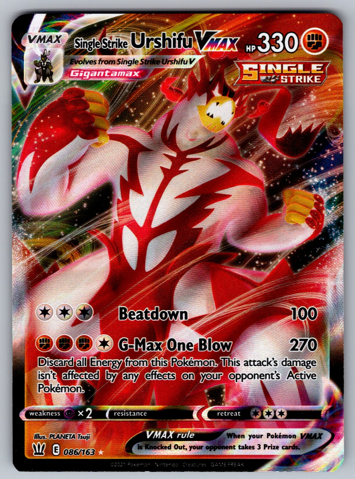 Single Strike Urshifu VMAX Holo Ultra Rare SWSH05: Battle Styles 086/163 NM 2021