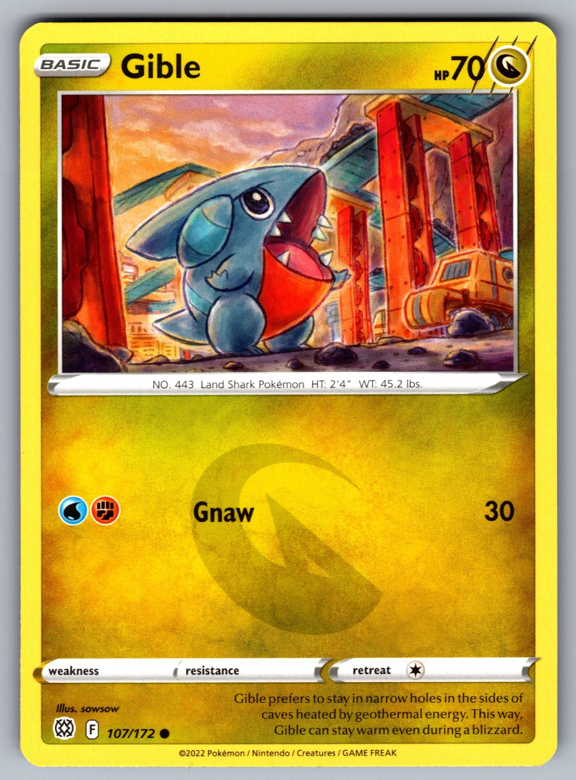 Gible Common SWSH09: Brilliant Stars 107/172 NM 2022