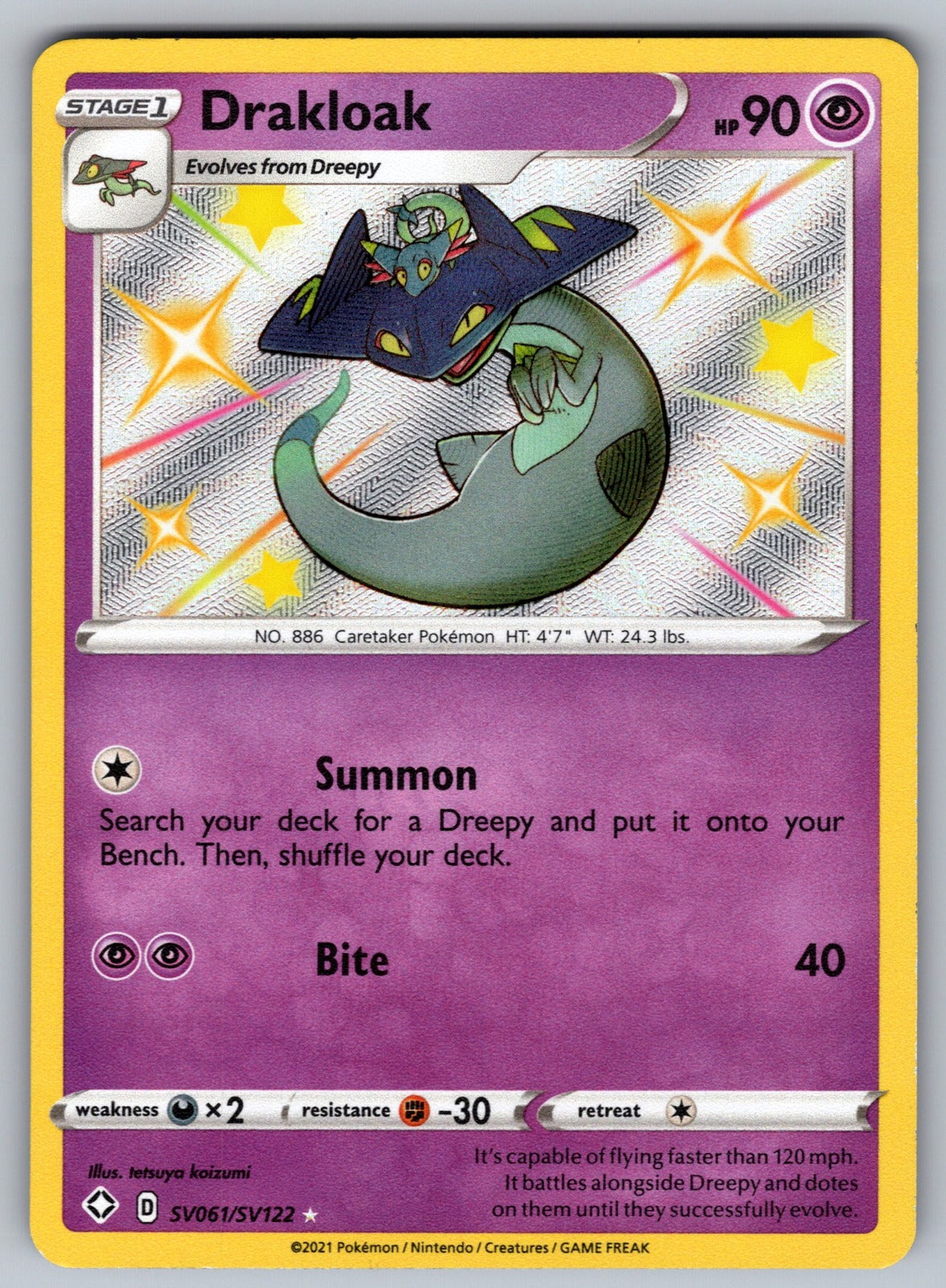Drakloak Shiny Holo Rare Shining Fates: Shiny Vault SV061/SV122 LP 2021