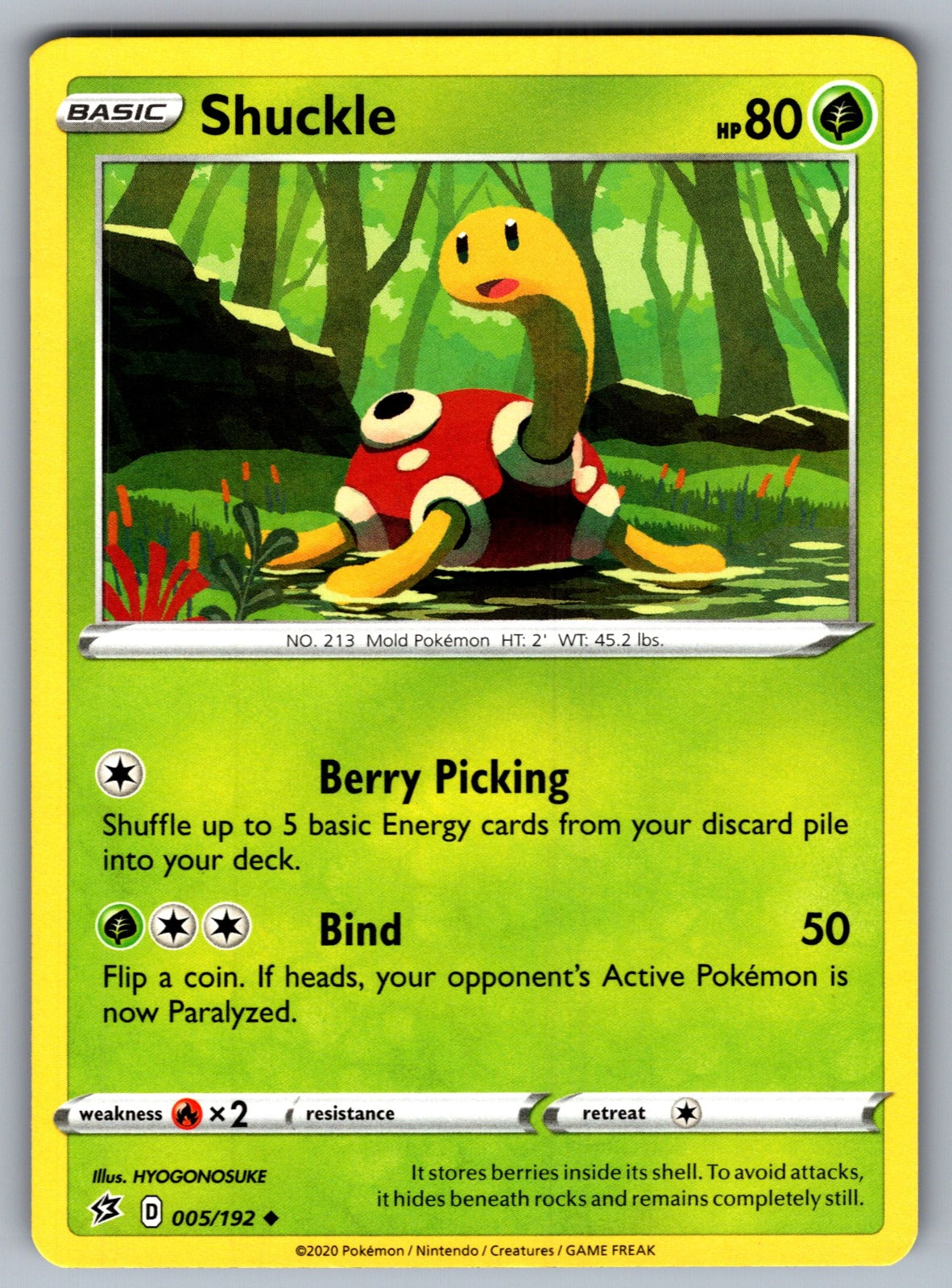 Shuckle Uncommon SWSH02: Rebel Clash 005/192 NM 2020