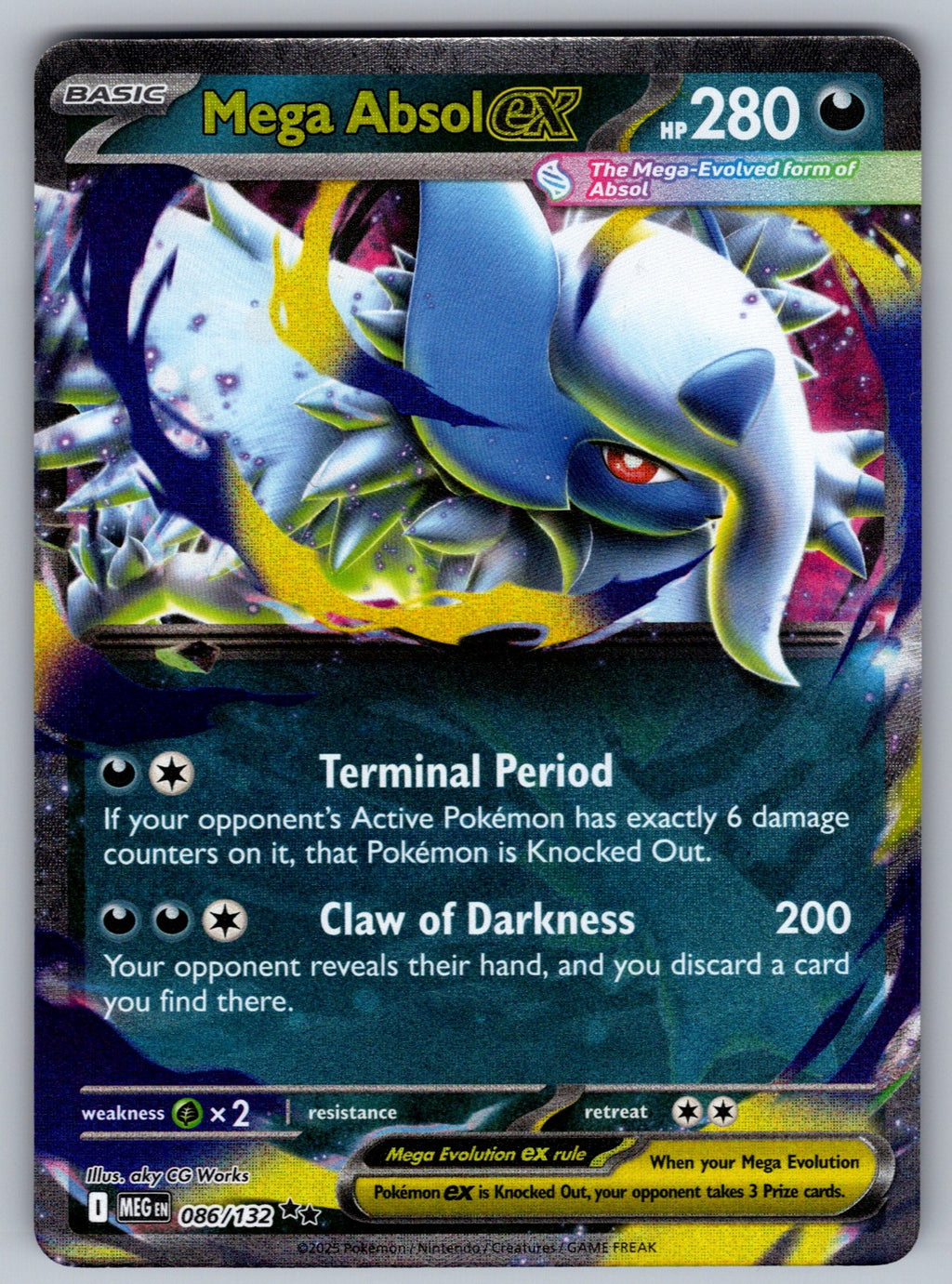 Mega Absol ex - Holo Double Rare ME01: Mega Evolution 086/132 NM 2025