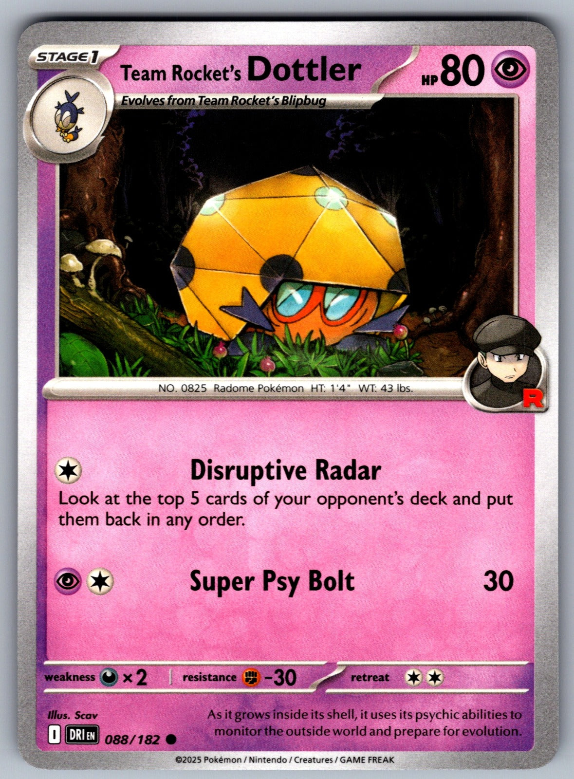 Team Rocket's Dottler Common SV10: Destined Rivals 088/182 NM 2025