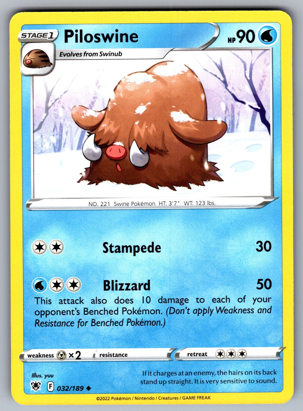 Piloswine Uncommon SWSH10: Astral Radiance 032/189 NM 2022