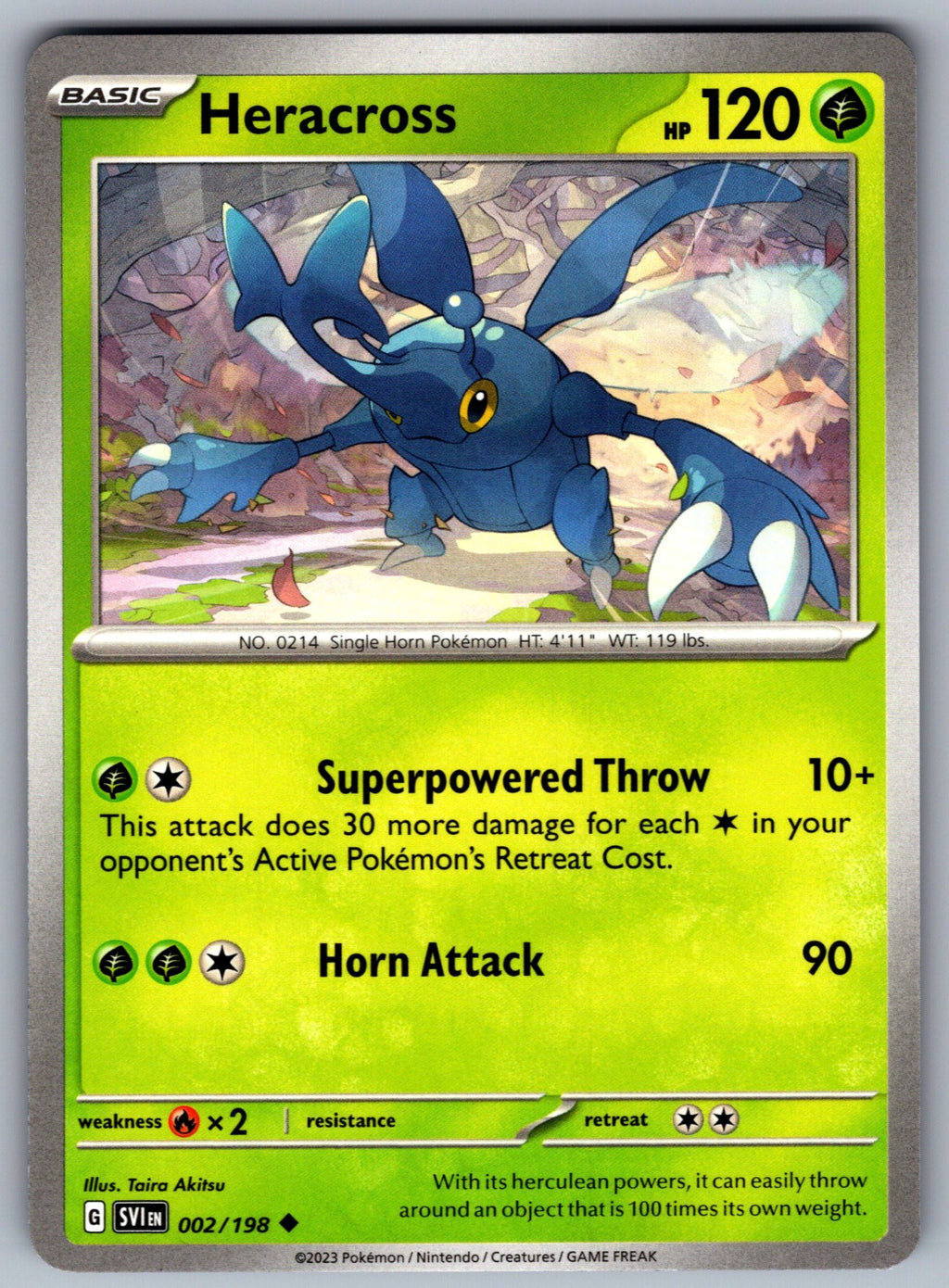 Heracross Uncommon SV01: Scarlet & Violet Base Set 002/198 NM 2023