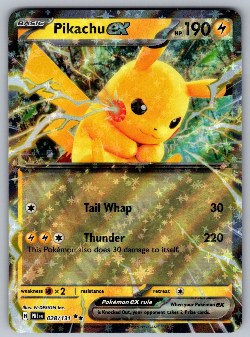 Pikachu ex Holo Double Rare SV: Prismatic Evolutions 028/131 NM 2025