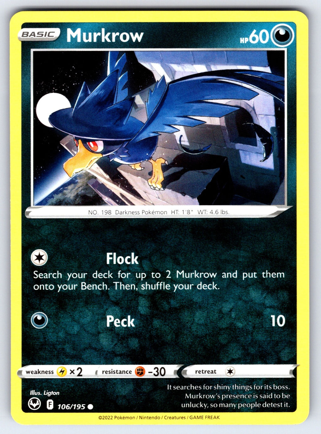 Murkrow Common SWSH12: Silver Tempest 106/195 NM 2022