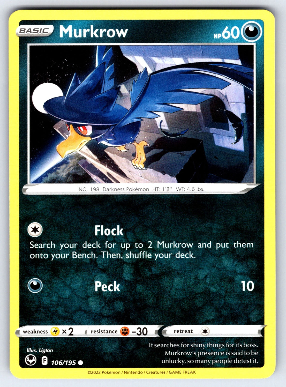 Murkrow Common SWSH12: Silver Tempest 106/195 NM 2022