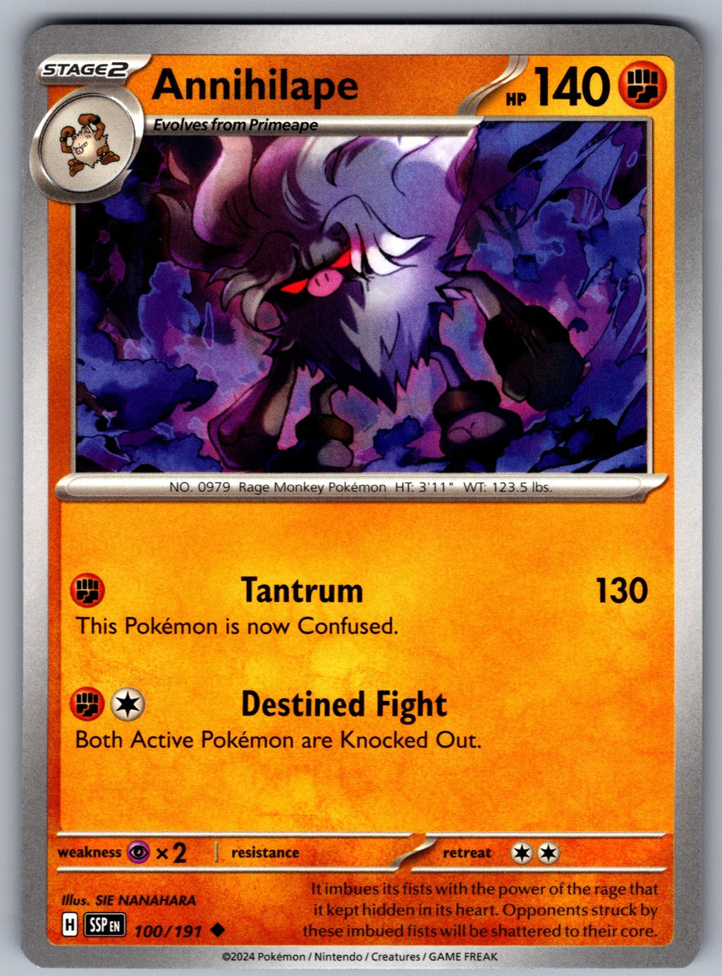 Annihilape Uncommon SV08: Surging Sparks 100/191 NM 2024