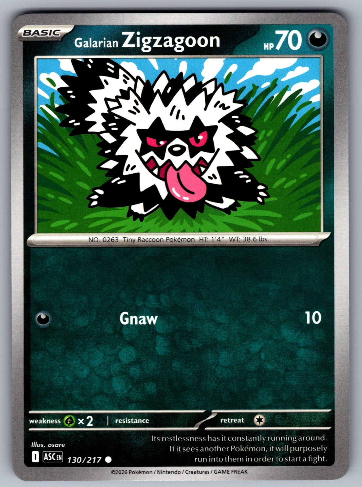 Galarian Zigzagoon Common ME: Ascended Heroes 130/217 NM 2026
