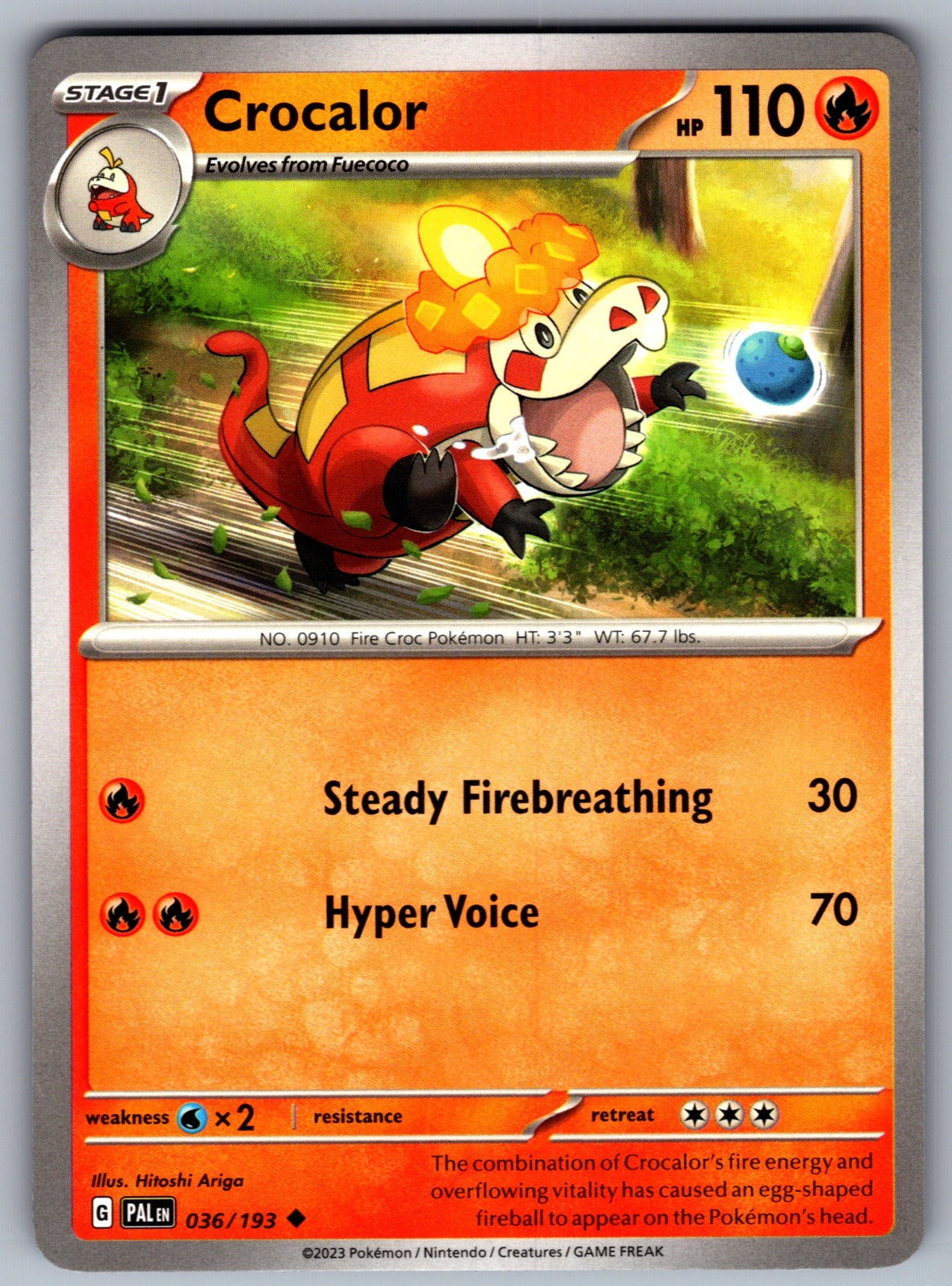 Crocalor Uncommon SV02: Paldea Evolved 036/193 NM 2023