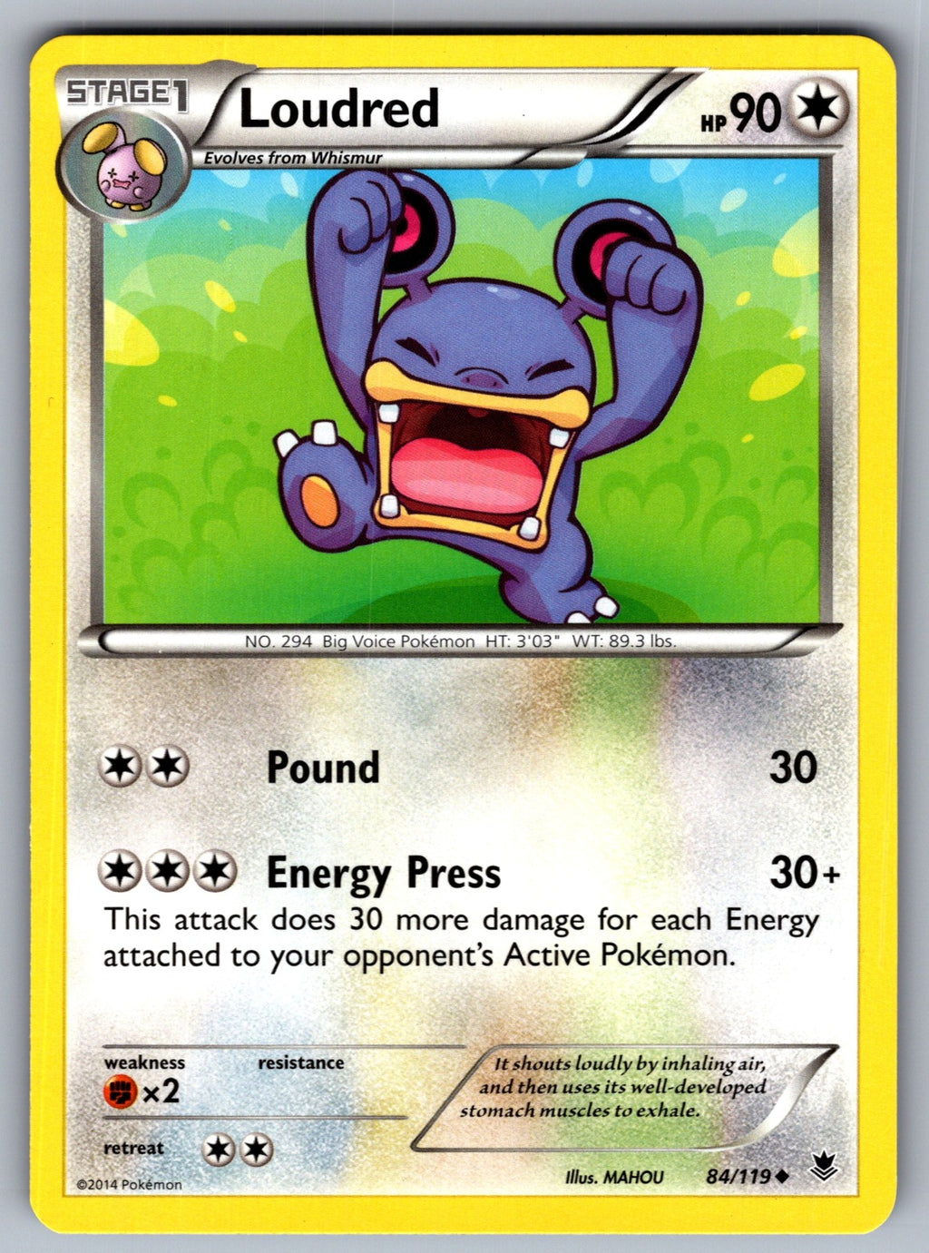 Loudred Uncommon XY - Phantom Forces 84/119 LP 2014