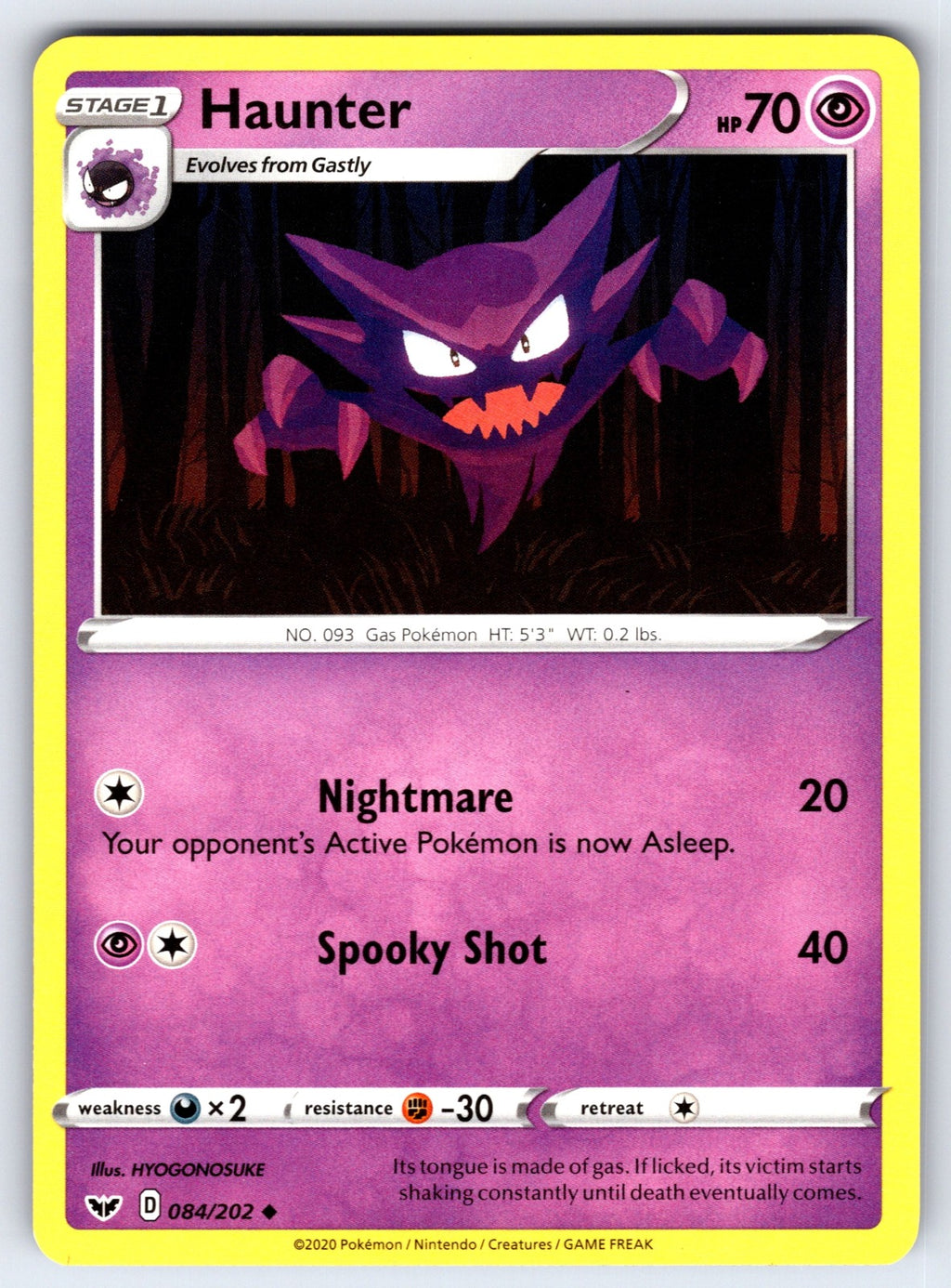 Haunter Uncommon SWSH01: Sword & Shield Base Set 084/202 NM 2020