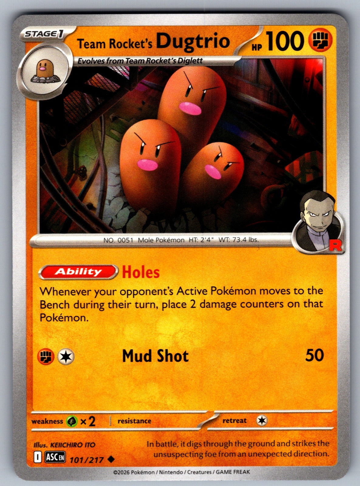 Team Rocket's Dugtrio - Uncommon ME: Ascended Heroes 101/217 NM 2026