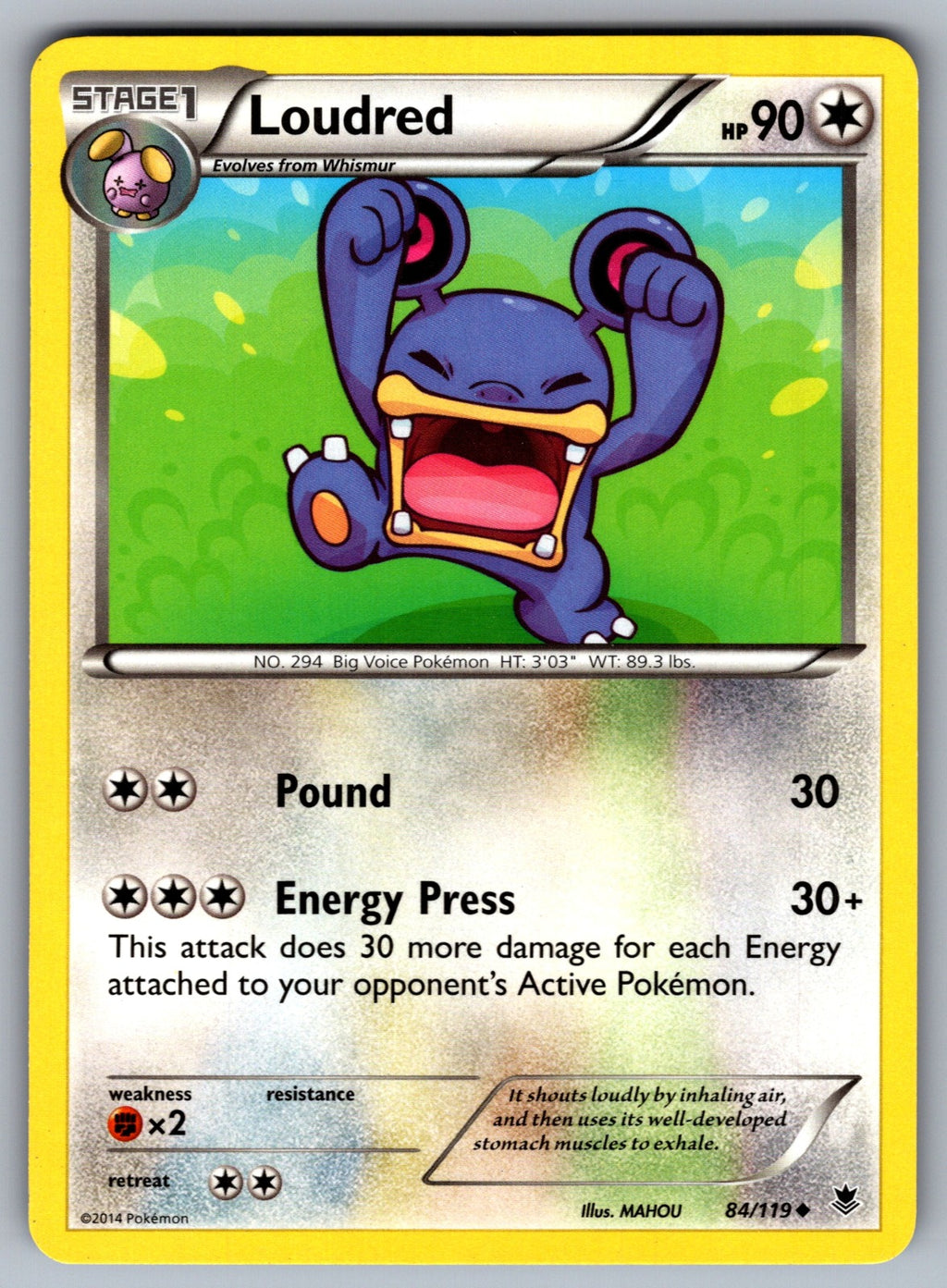 Loudred Uncommon XY - Phantom Forces 84/119 LP 2014