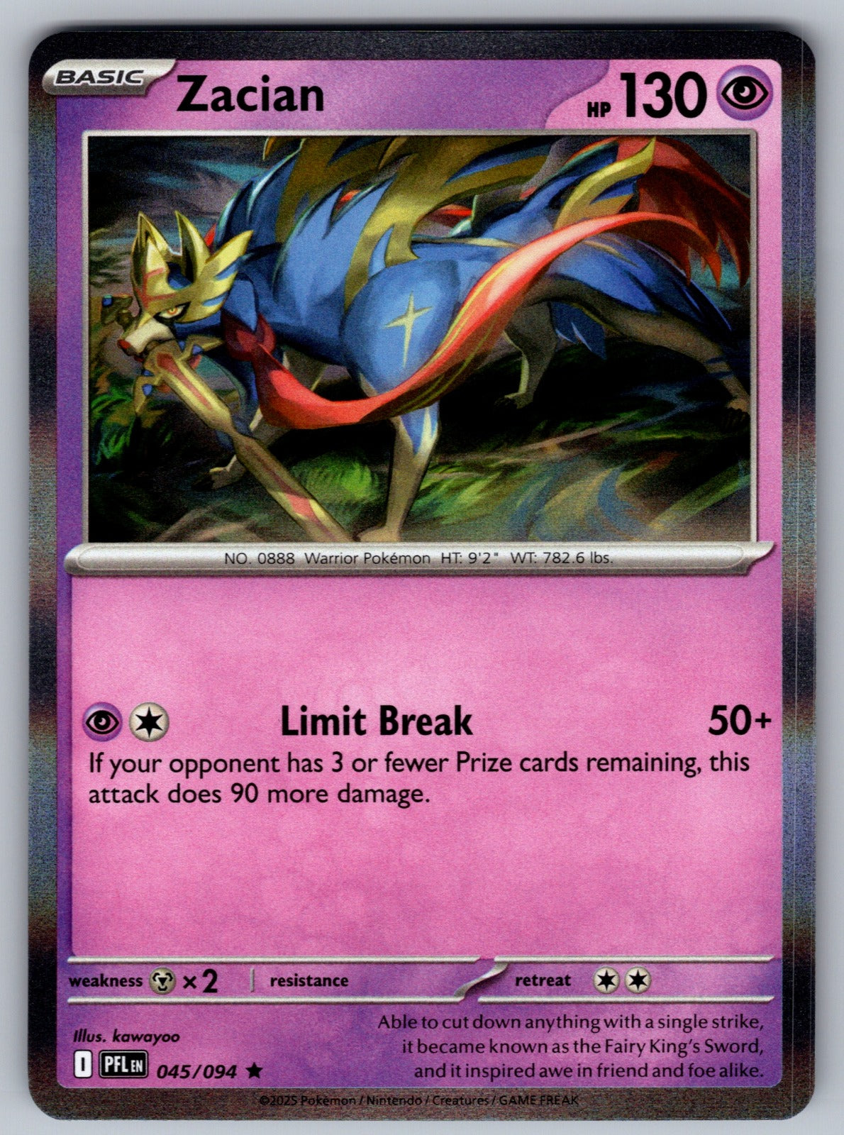Zacian Holo Rare ME02: Phantasmal Flames 045/094 NM 2025