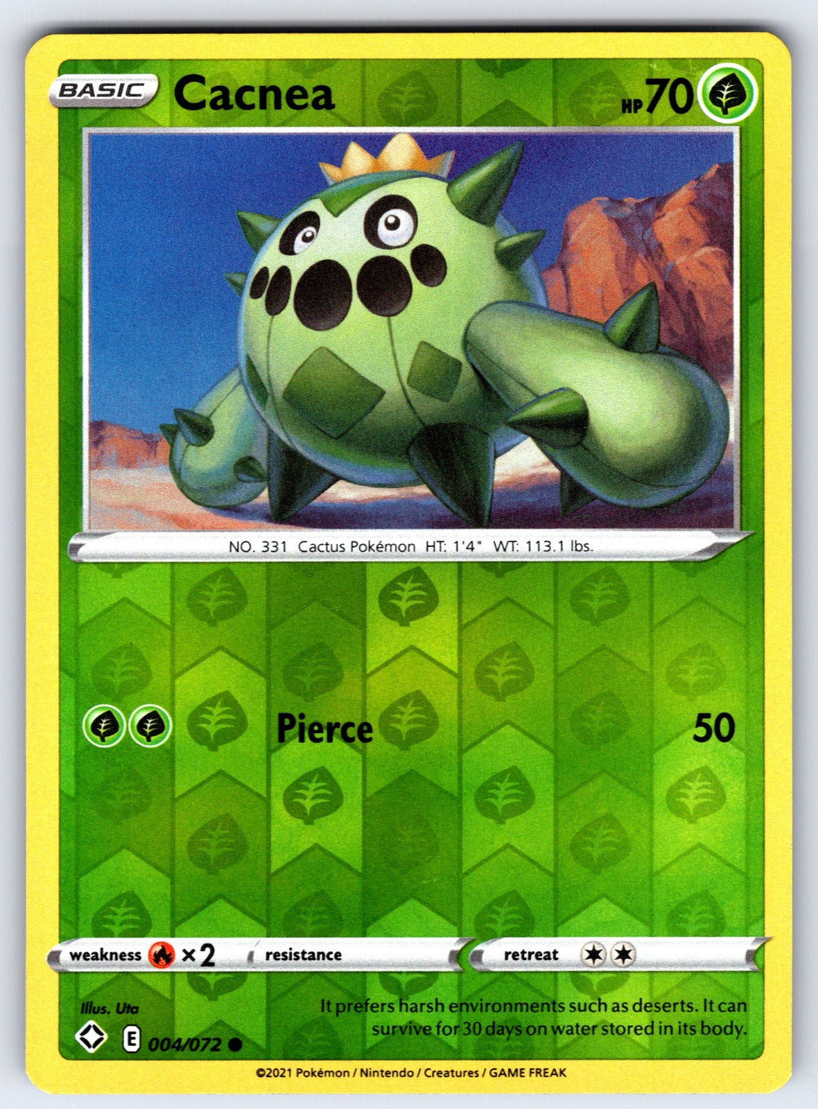 Cacnea Reverse Holo Common Shining Fates 004/072 NM 2021