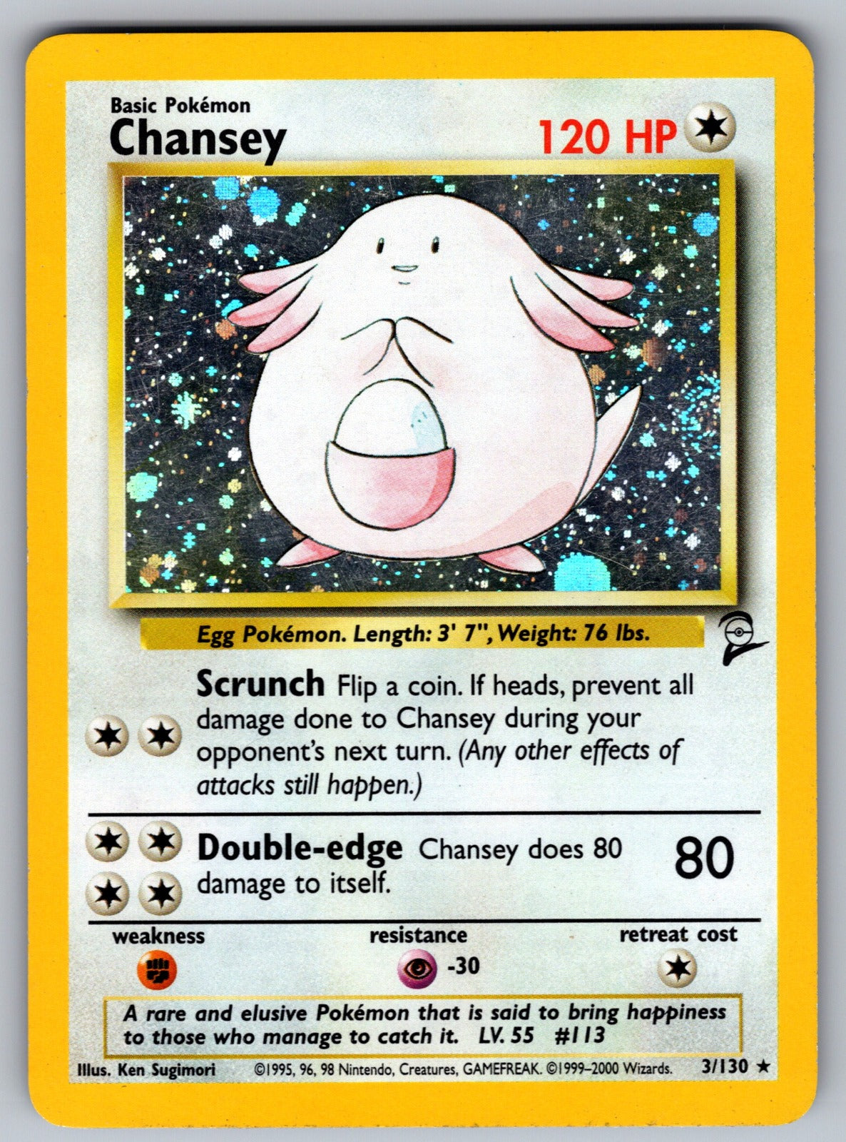Chansey Holo Rare Base Set 2 003/130 MP 2000