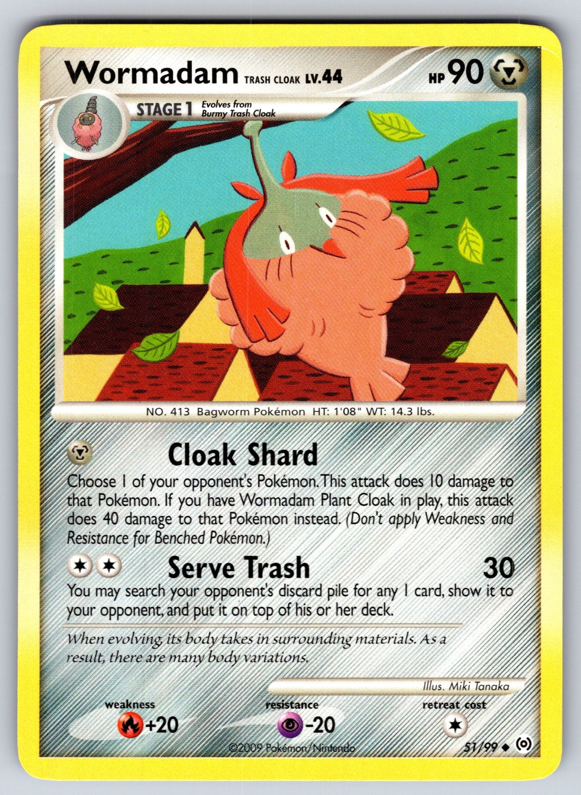 Wormadam Trash Cloak Uncommon Arceus 51/99 LP 2009