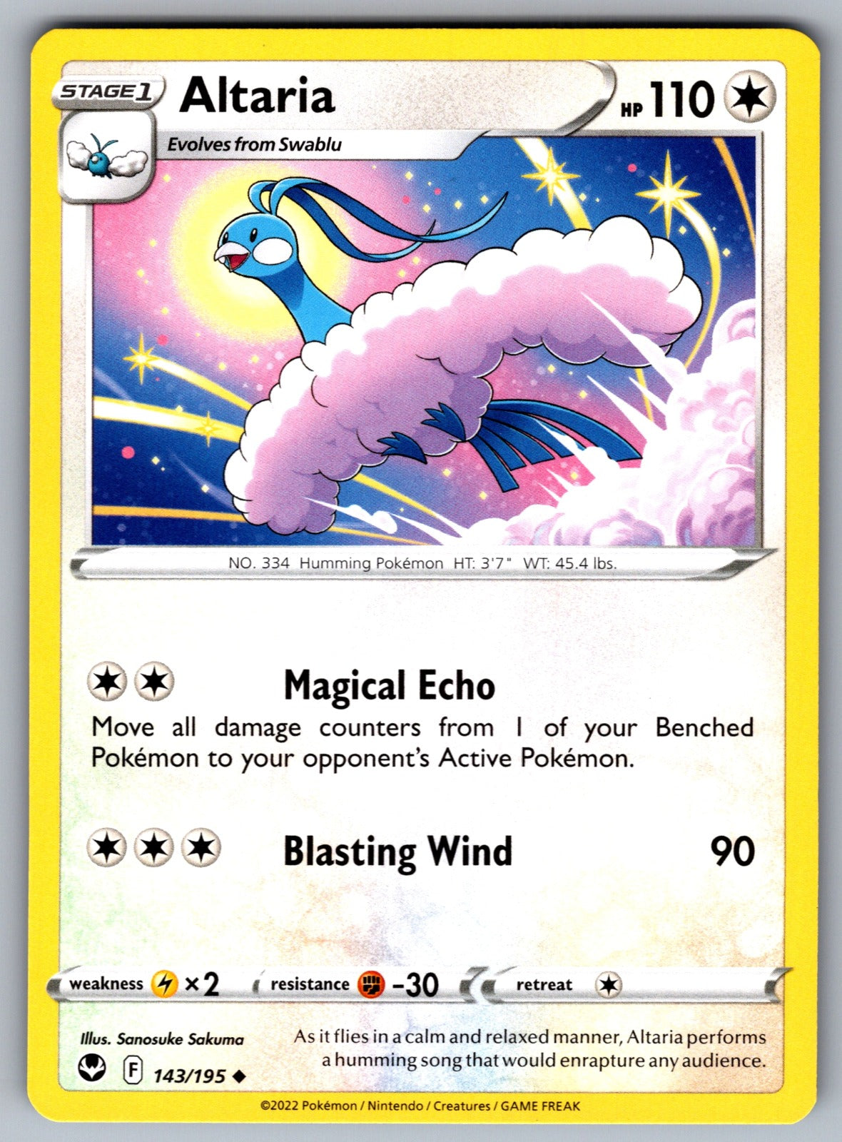 Altaria Uncommon SWSH12: Silver Tempest 143/195 NM 2022