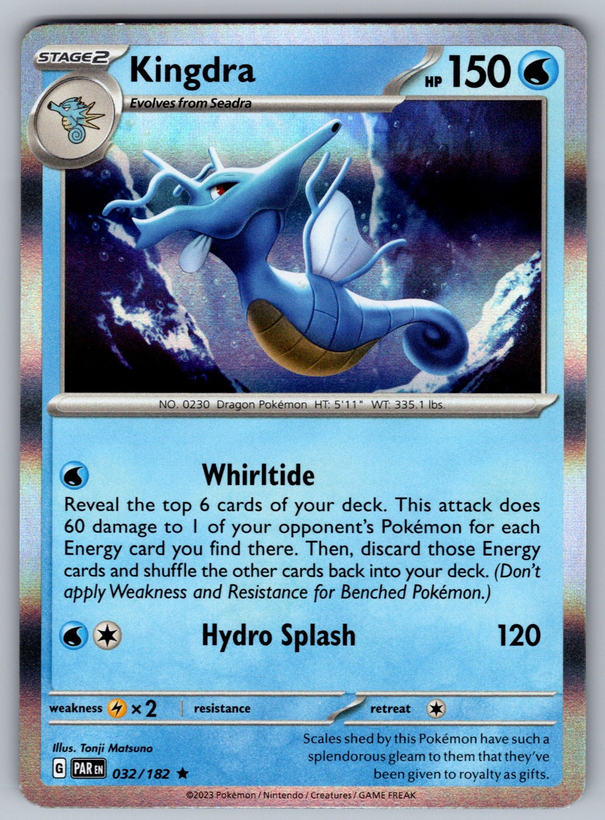 Kingdra Holo Rare SV04: Paradox Rift 032/182 NM 2023